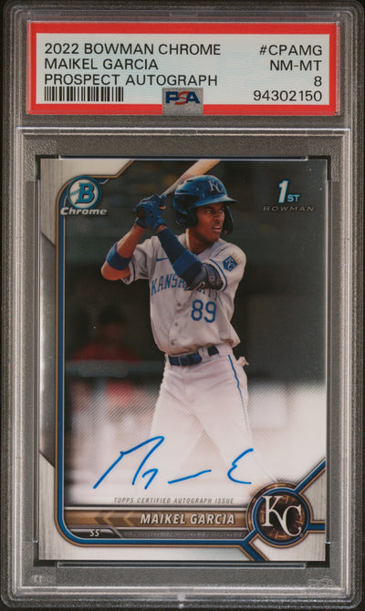 2022 Bowman Chrome Maikel Garcia #CPAMG Prospect Auto PSA 8