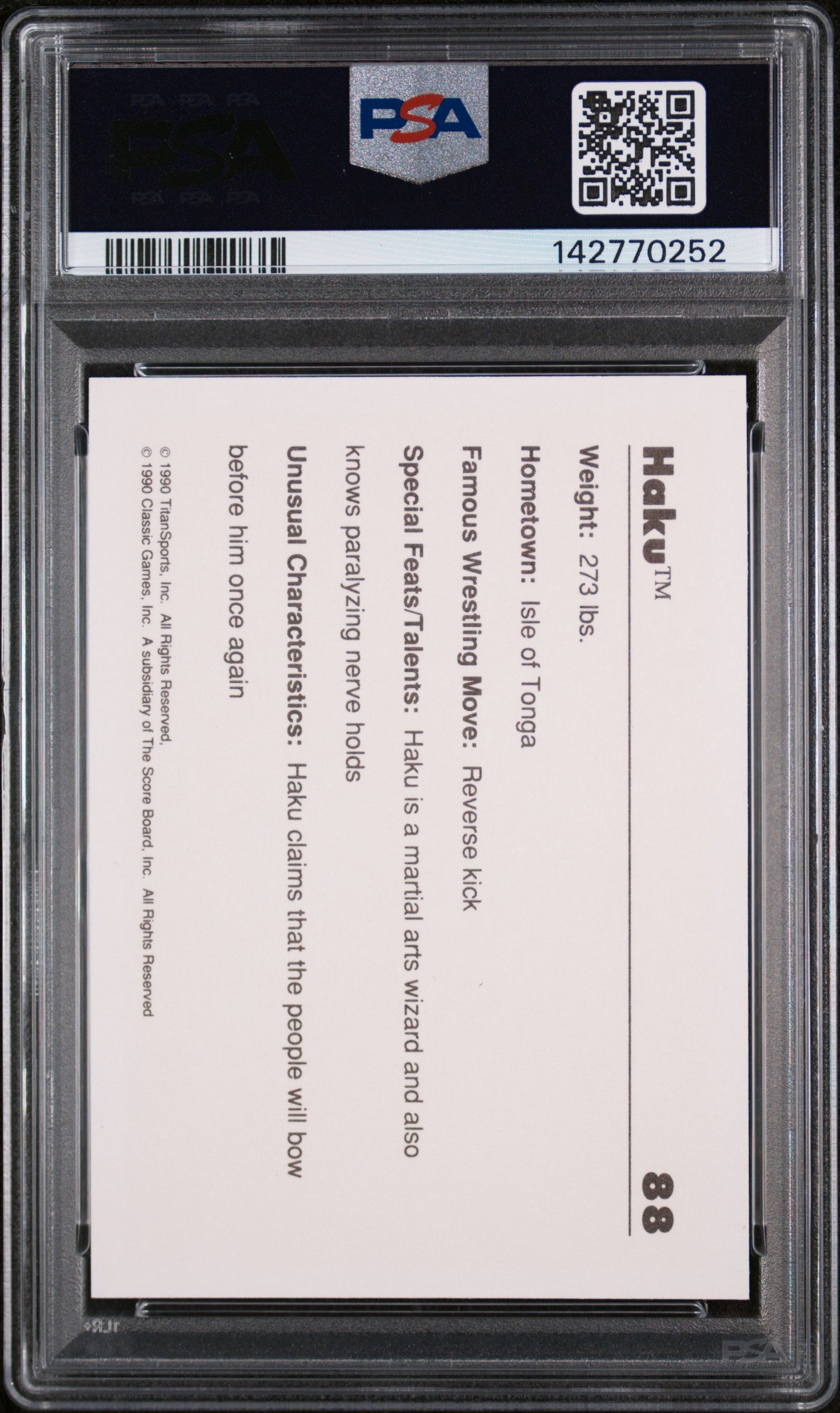 1990 Classic WWF Haku #88 PSA 9