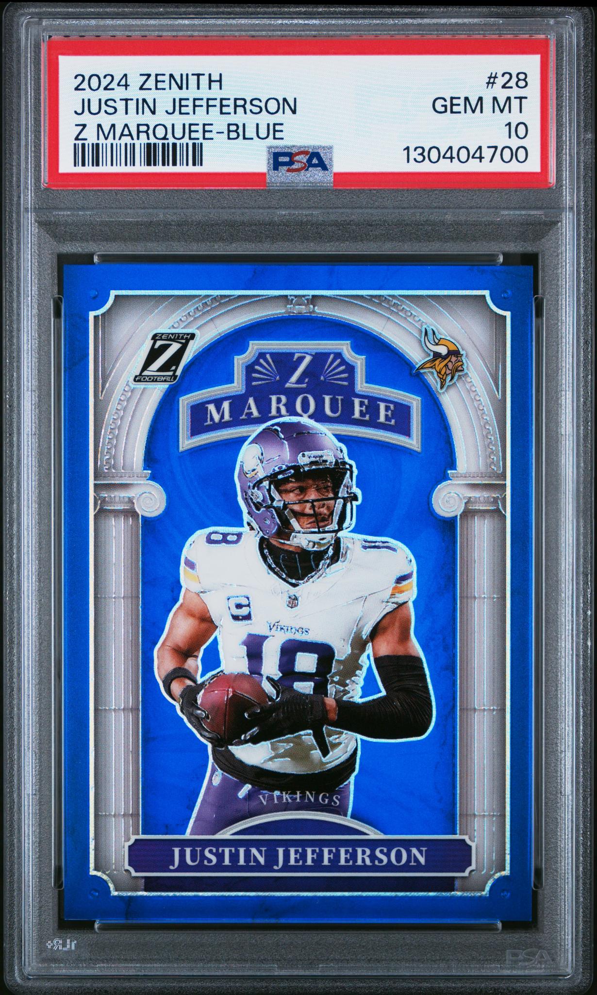 2024 Panini Zenith Z Marquee Blue Justin Jefferson #28 /25 PSA 10