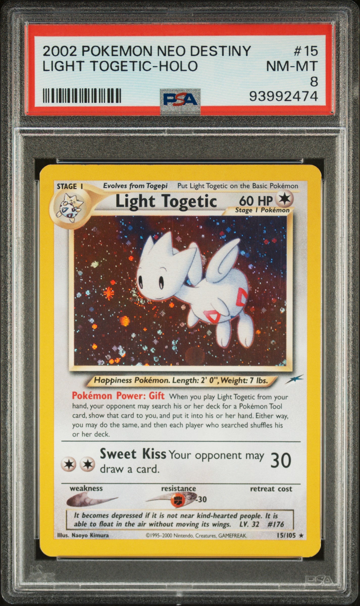 2002 Pokemon Neo Destiny Holo Light Togetic #15 PSA 8