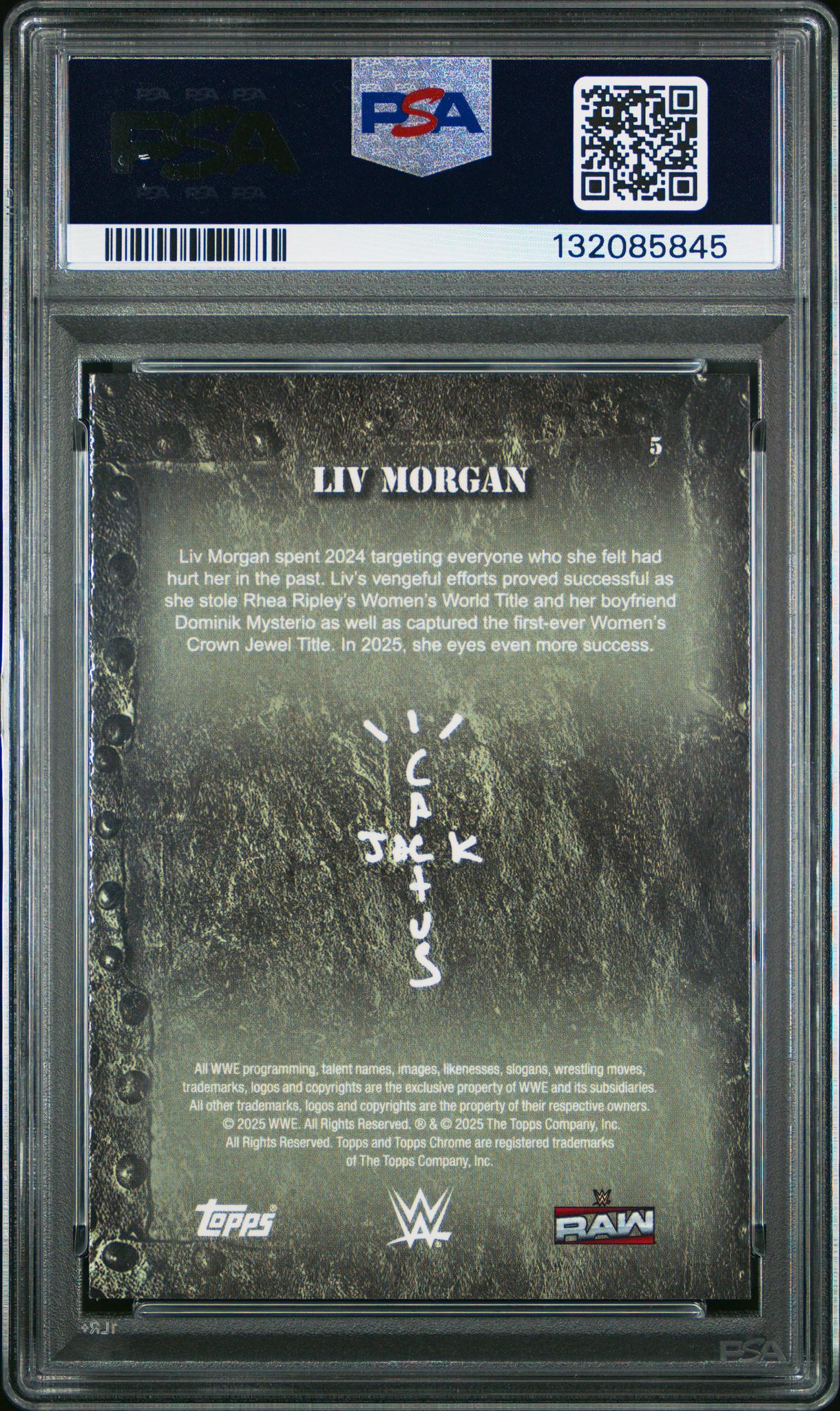 2025 Topps Chrome WWE X Cactus Jack Liv Morgan #5 PSA 9
