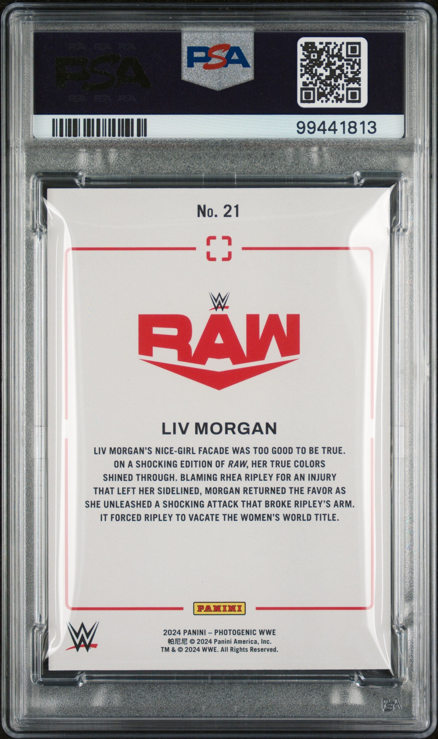 2024 Panini Photogenic WWE Silver Liv Morgan #21 /99 PSA 9