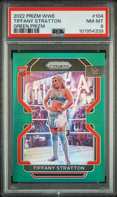2022 Panini Prizm WWE Prizms Green Tiffany Stratton #104 PSA 8