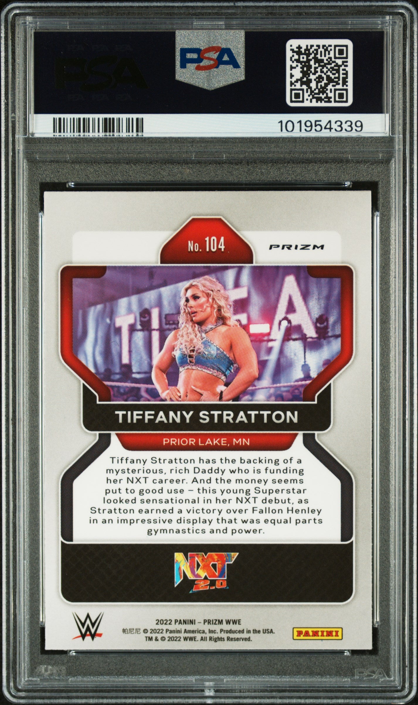 2022 Panini Prizm WWE Green Prizm Tiffany Stratton #104 PSA 8