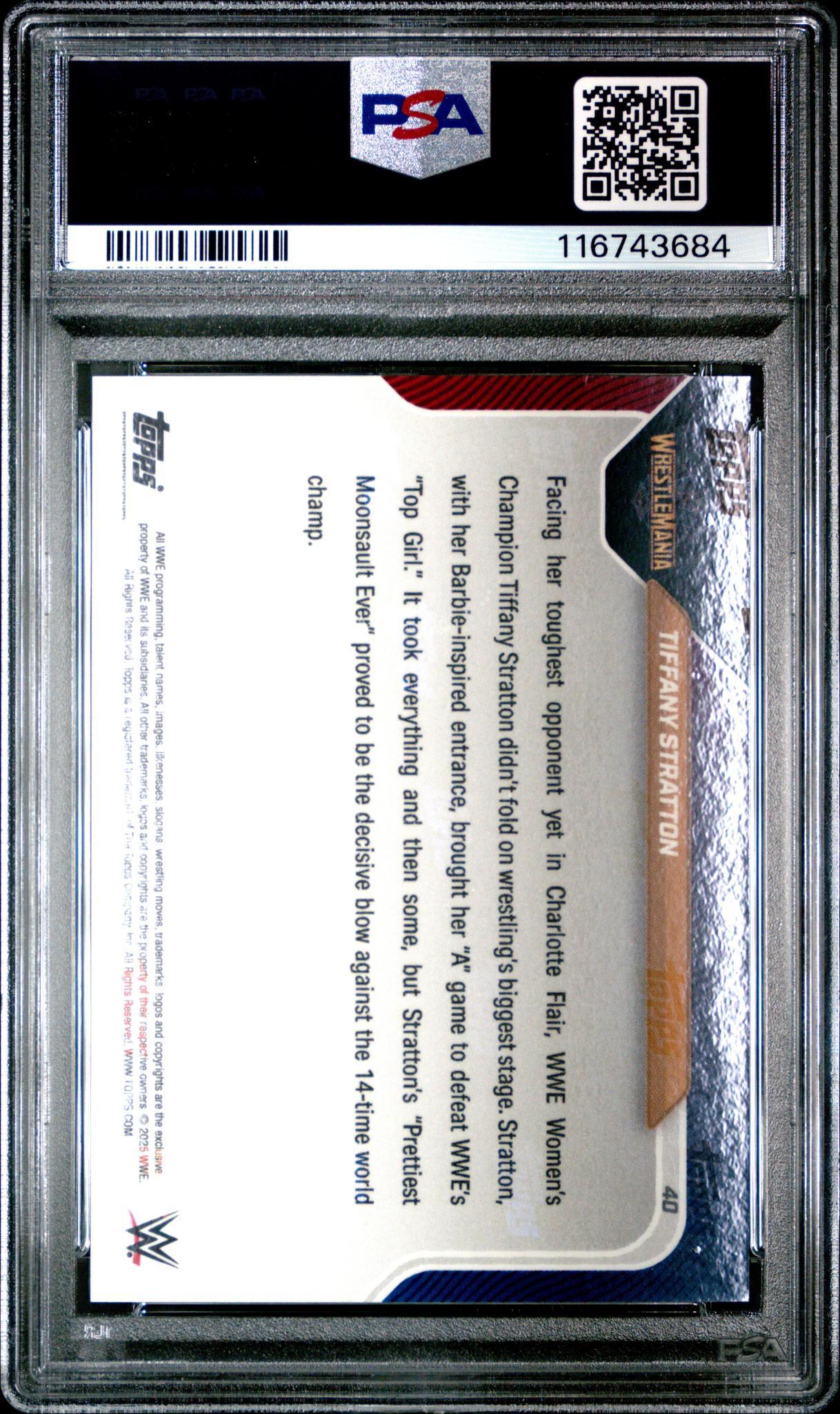 2025 Topps Now WWE Tiffany Stratton #40 PSA 9