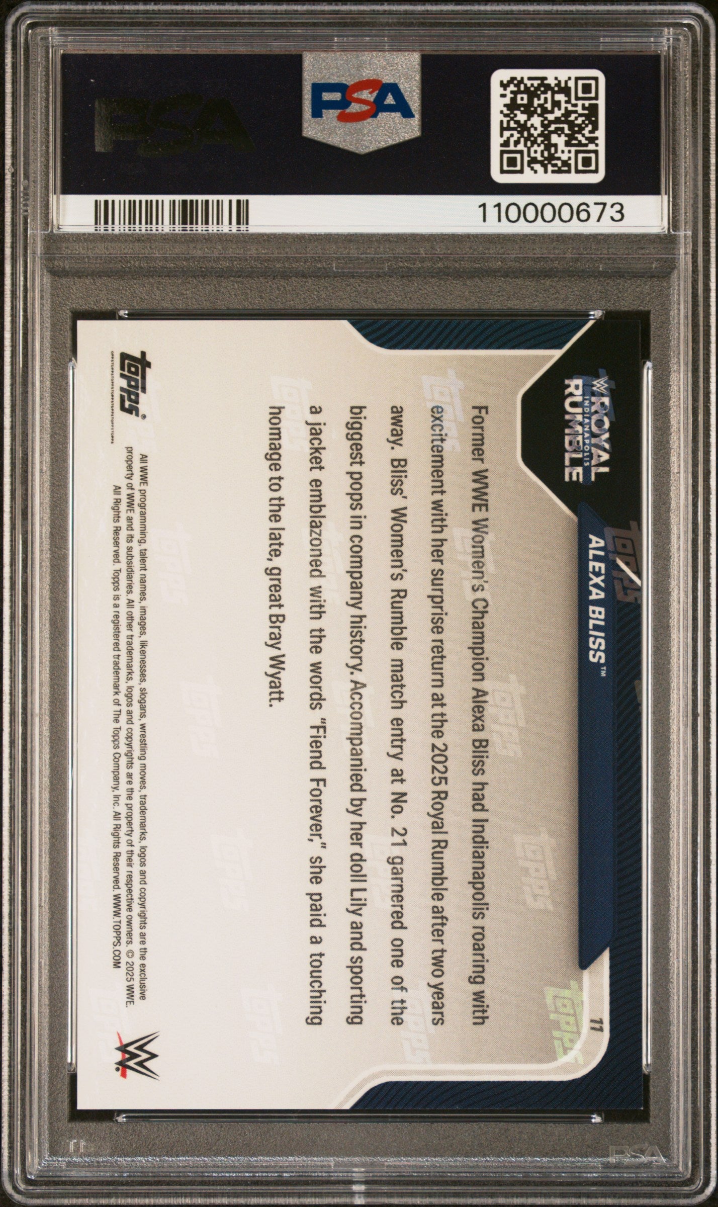 2025 Topps Now WWE Alexa Bliss #11 PSA 9