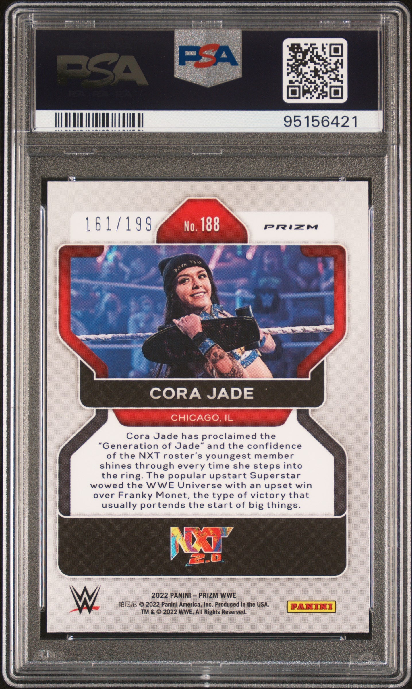 2022 Panini Prizm WWE Premium Box Set Prizm Cora Jade #188 /199 PSA 9