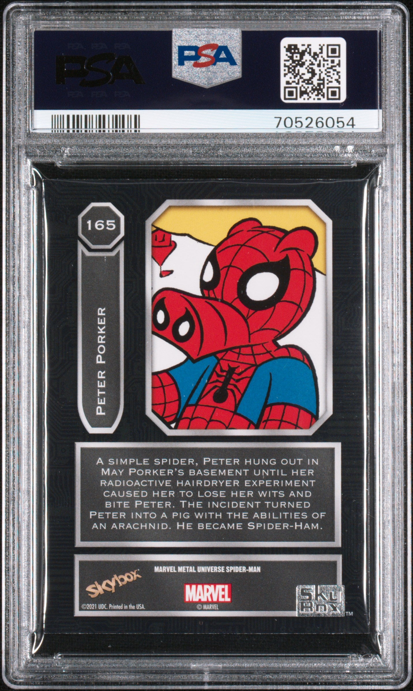 2022 Skybox Marvel Metal Universe Spider-Man Light Fx Gold Peter Porker #165 PSA 8