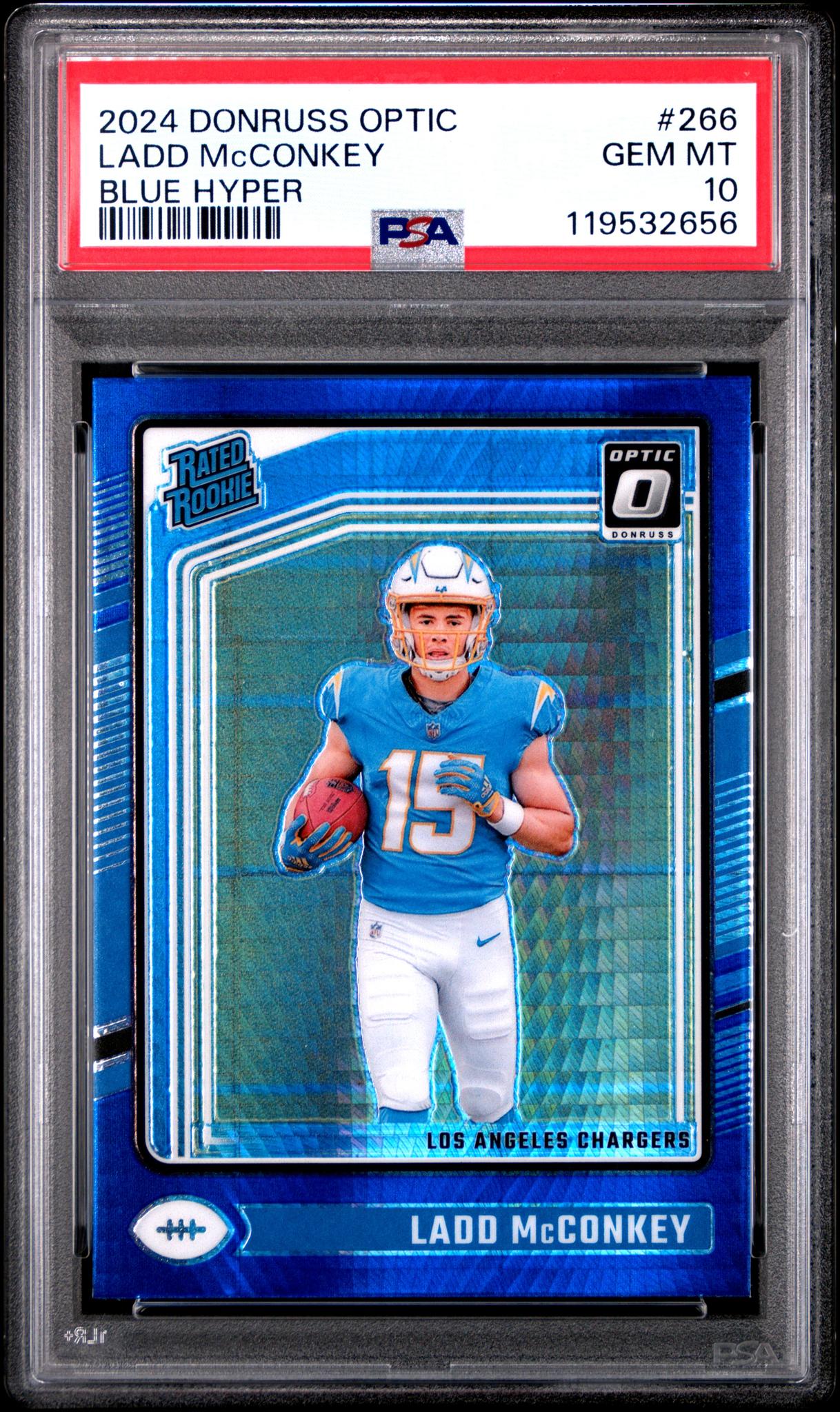 2024 Donruss Optic Blue Hyper Ladd Mcconkey #266 PSA 10