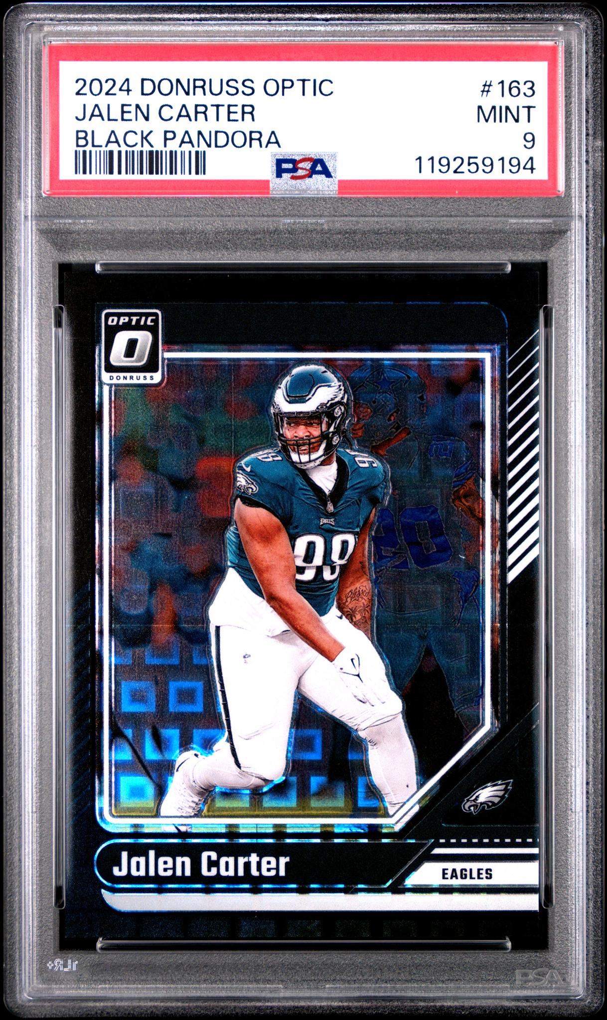2024 Donruss Optic Black Pandora Jalen Carter #163 /25 PSA 9