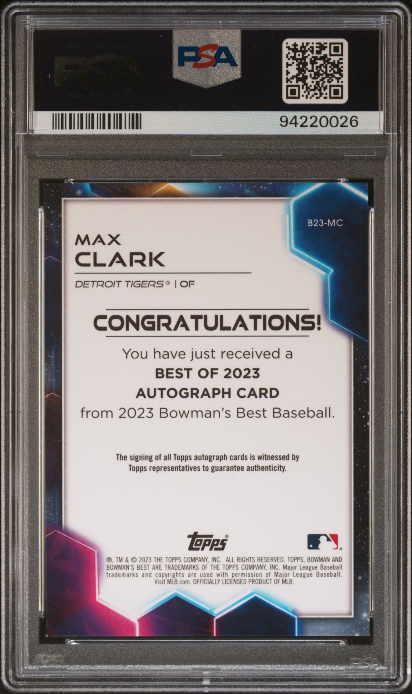 2023 Bowman's Best Bowman's Best Max Clark #B23-MC PSA 9