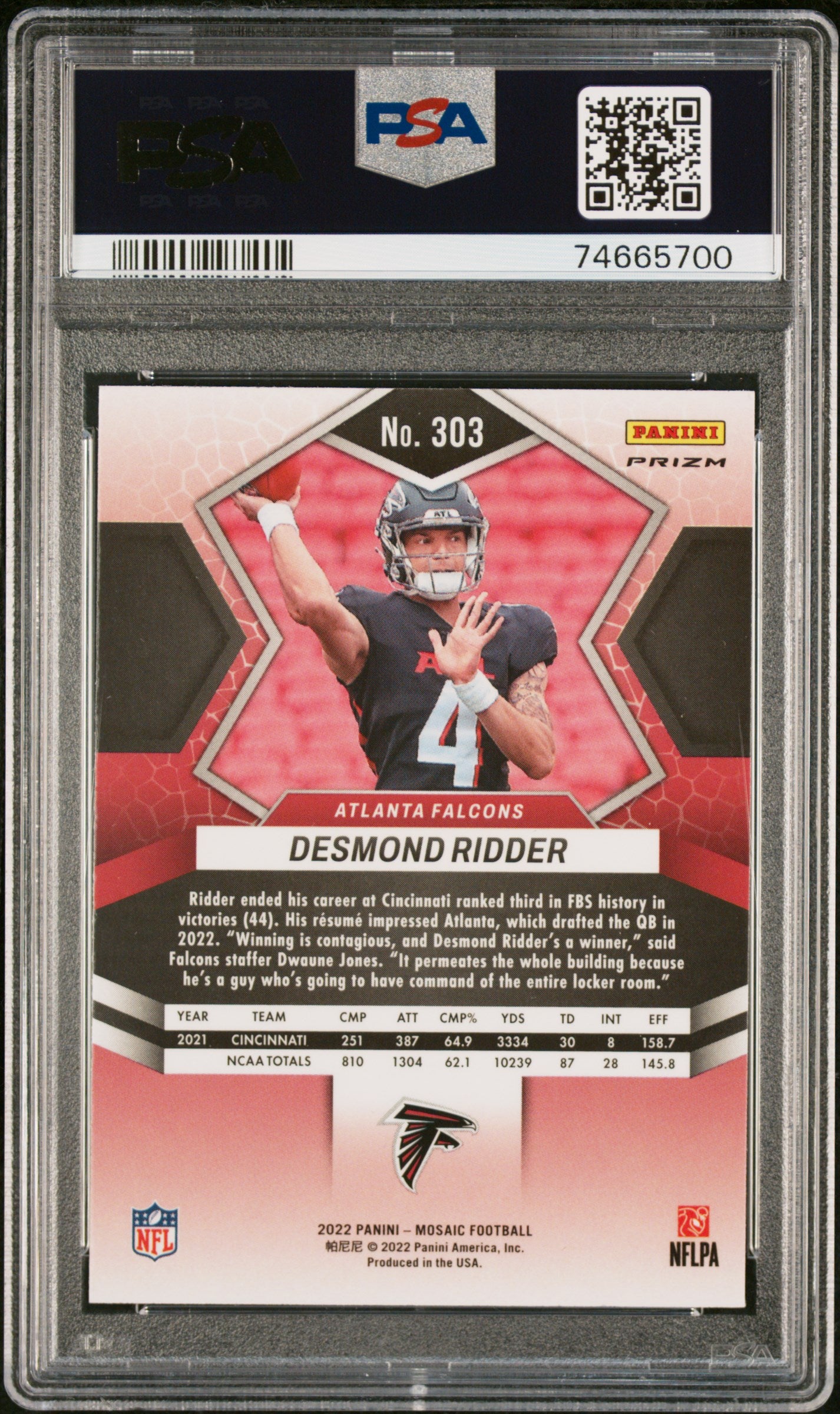 2022 Panini Mosaic Mosaic Genesis Desmond Ridder #303 PSA 10