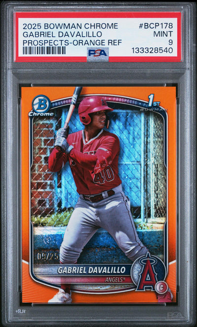 2025 Bowman Chrome Prospects Gabriel Davalillo #BCP-178 Orange Refractor /25 PSA 9