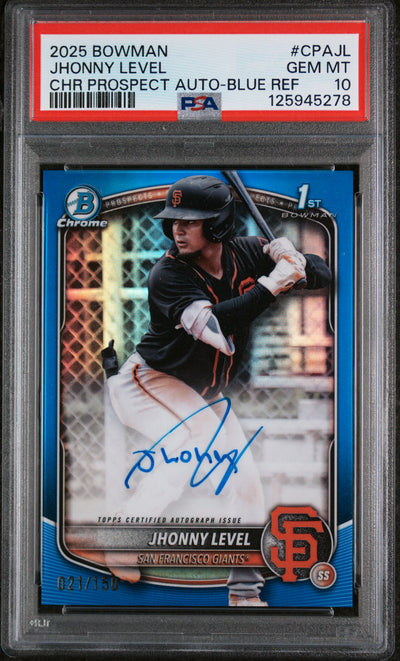 2025 Bowman Chrome Prospect Autograph Jhonny Level #CPA-JL /150 PSA 10