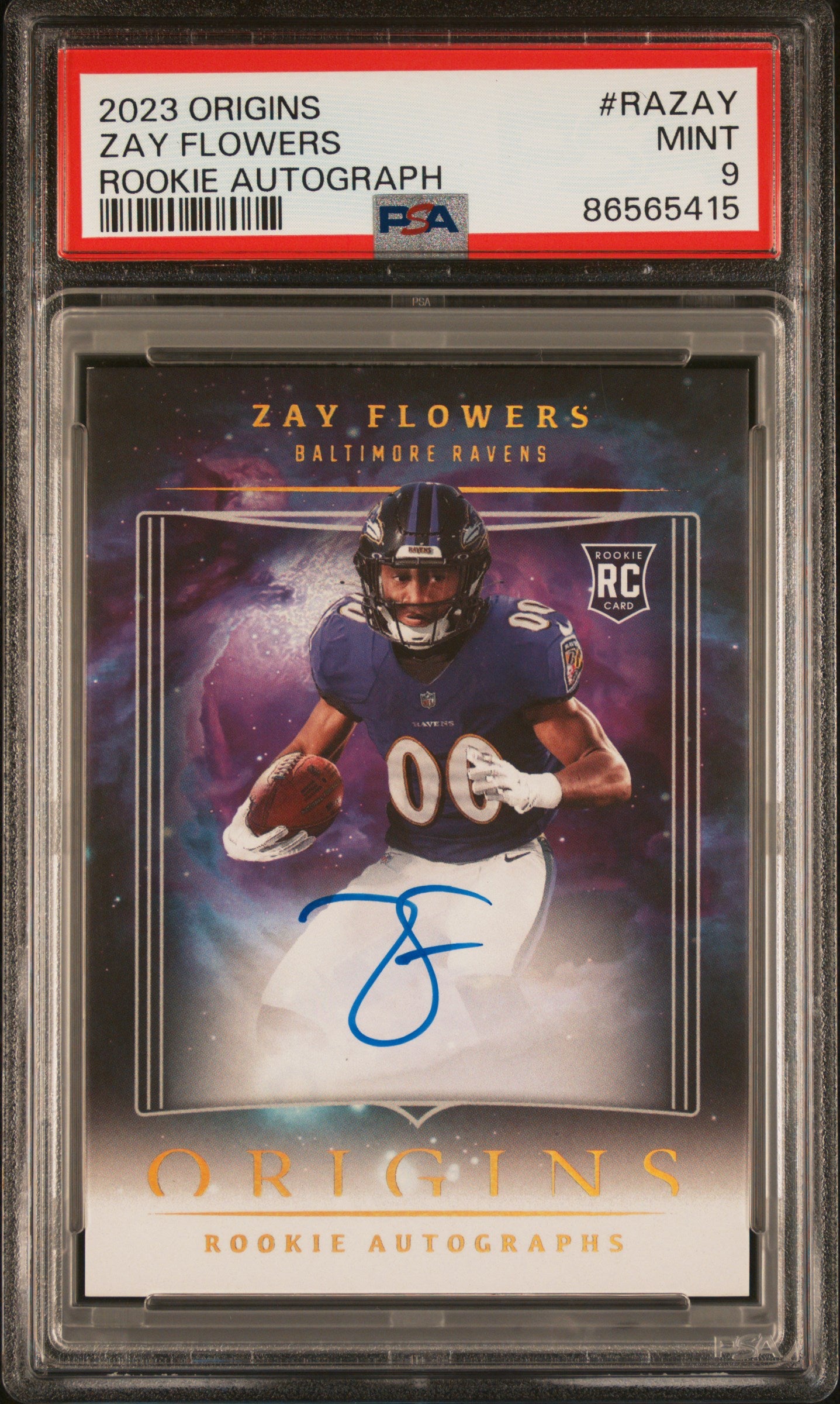 2023 Panini Origins Rookie Autographs Zay Flowers #RAZAY PSA 9