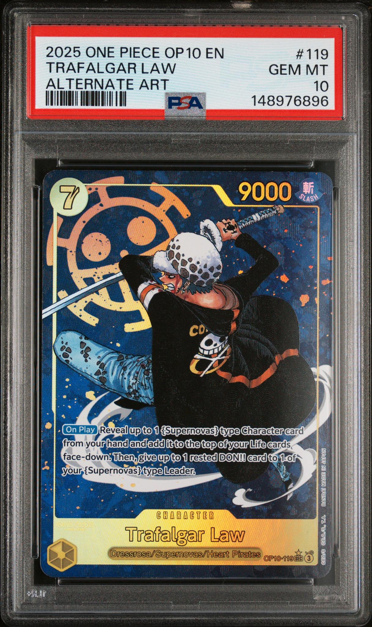 2025 One Piece Royal Blood Alternate Art Trafalgar Law #OP10-119 PSA 10