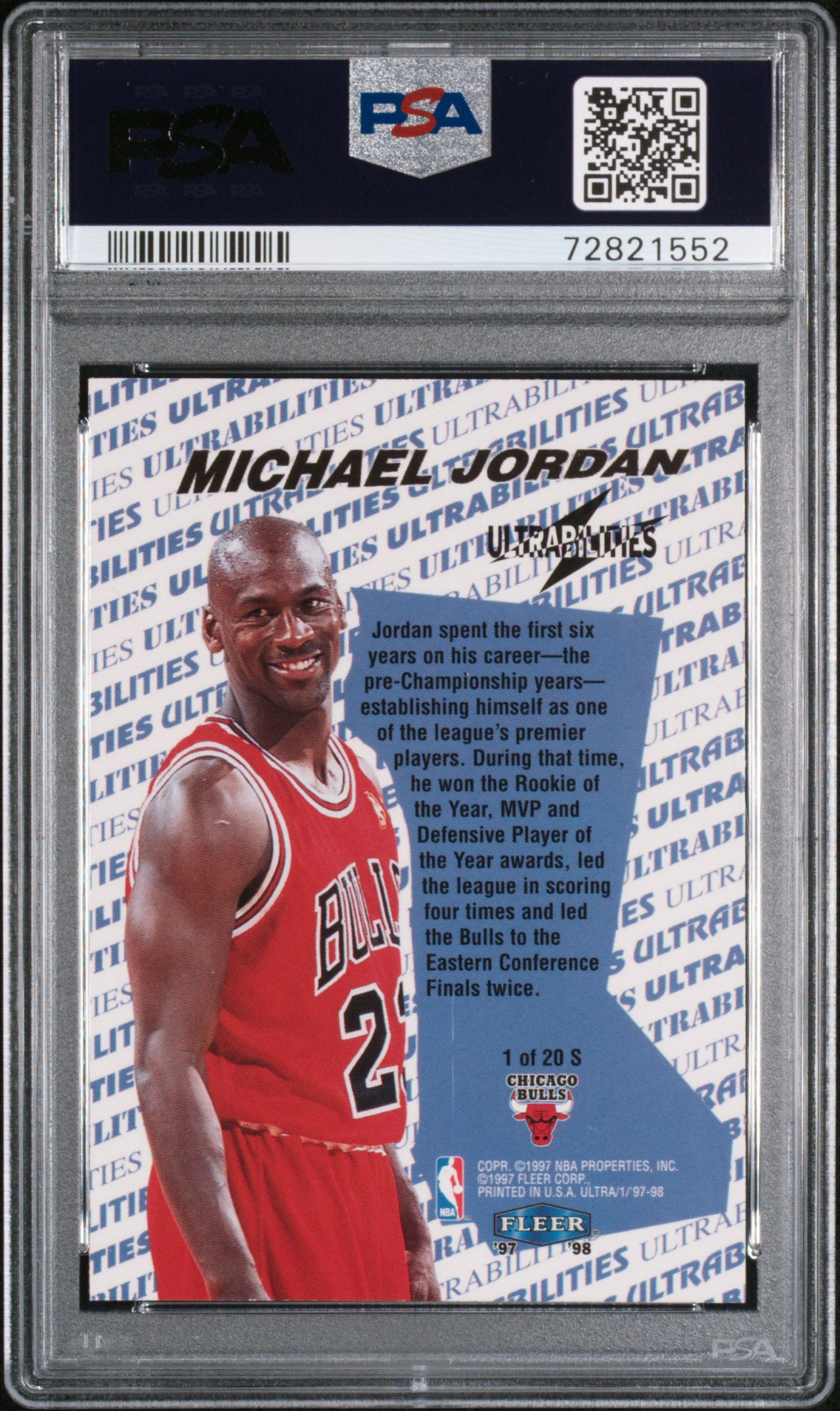 1997 Ultra Bilities Michael Jordan #1 /1 PSA 7