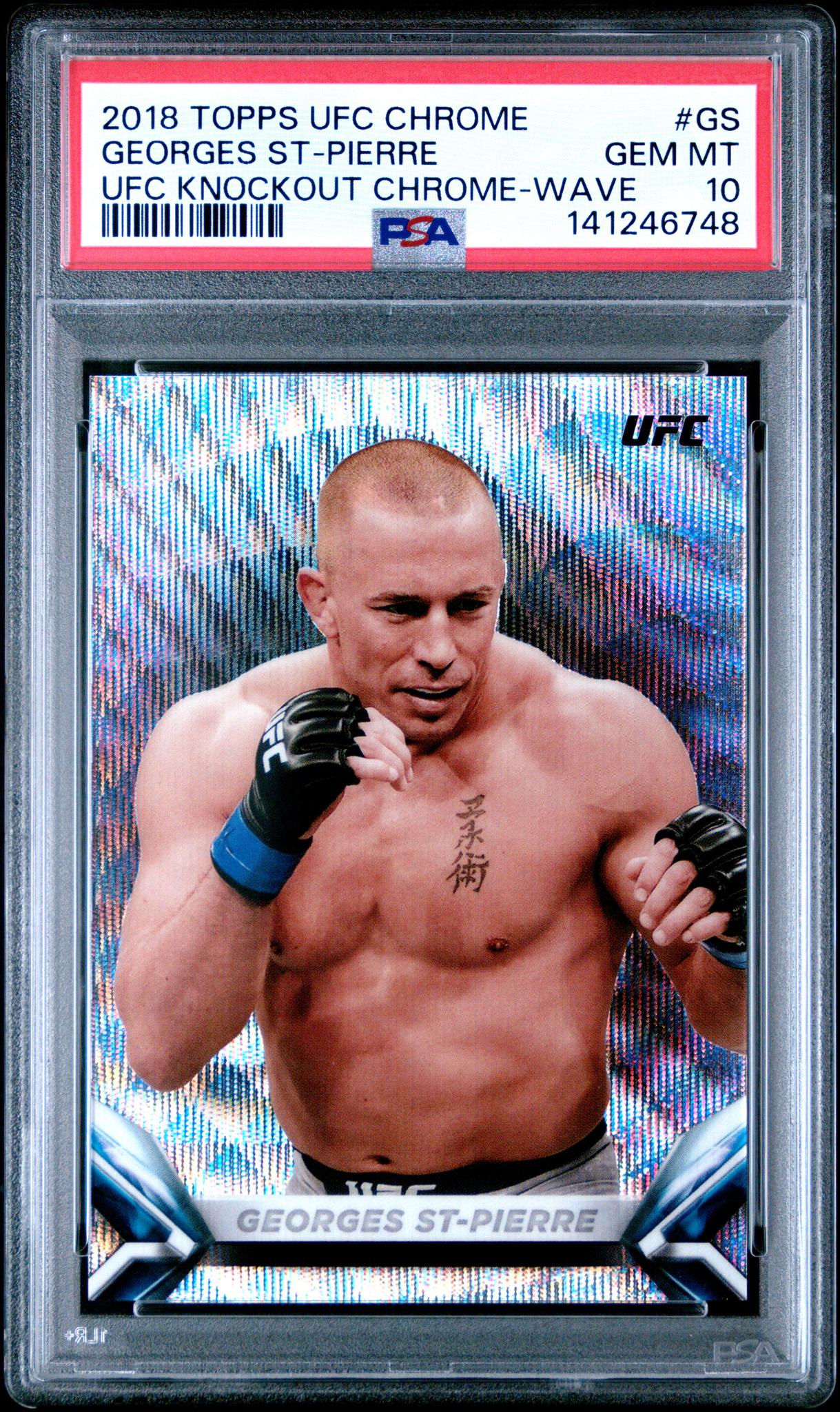 2018 Topps UFC Chrome UFC Knockout Chrome Wave Georges St-Pierre #GS /99 PSA 10