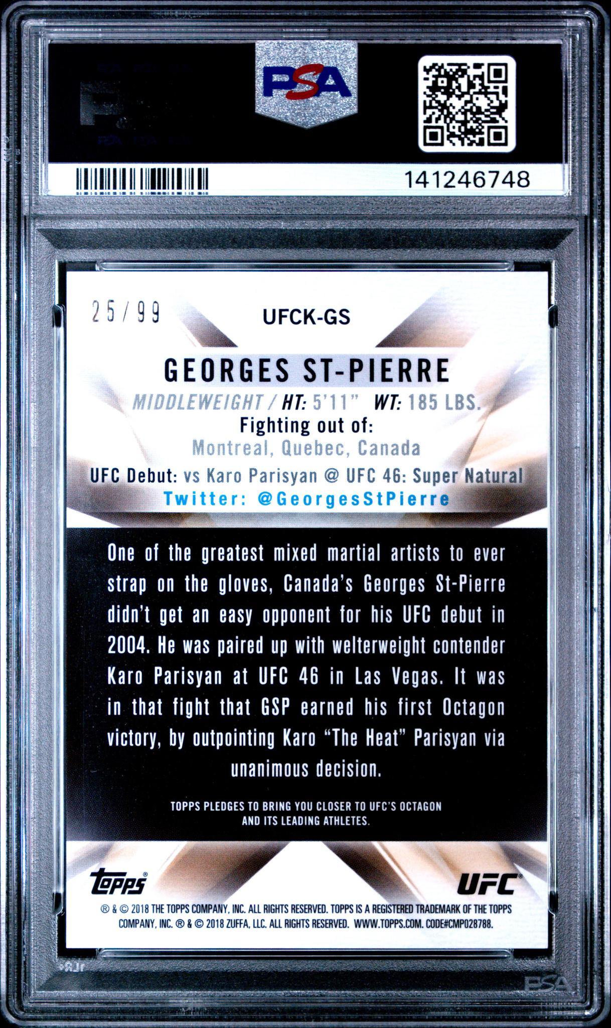 2018 Topps UFC Chrome UFC Knockout Chrome Wave Georges St-Pierre #GS /99 PSA 10