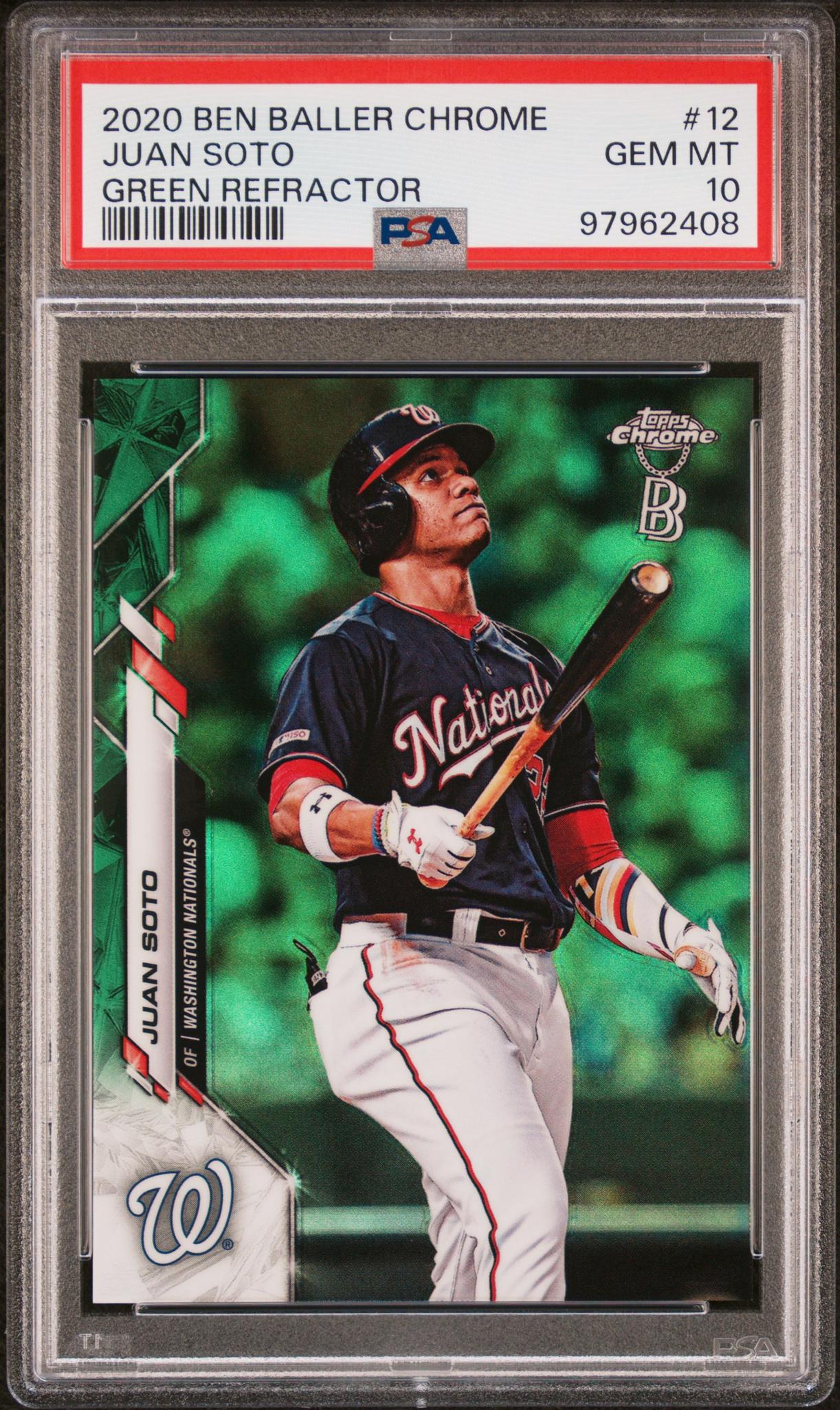 2020 Topps Chrome Ben Baller Green Refractor Juan Soto #12 /99 PSA 10