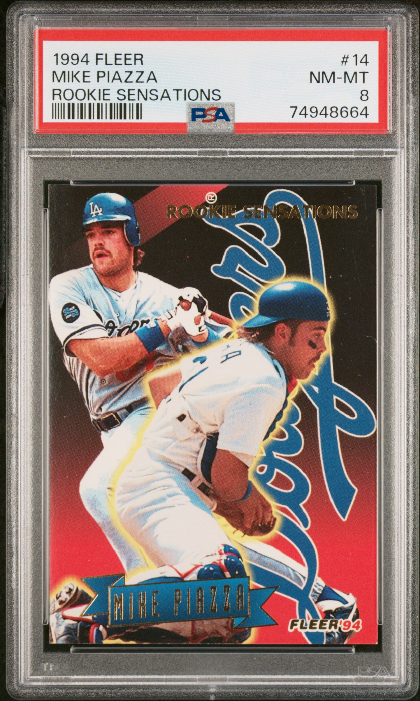 1994 Fleer Rookie Sensations Mike Piazza #14 PSA 8