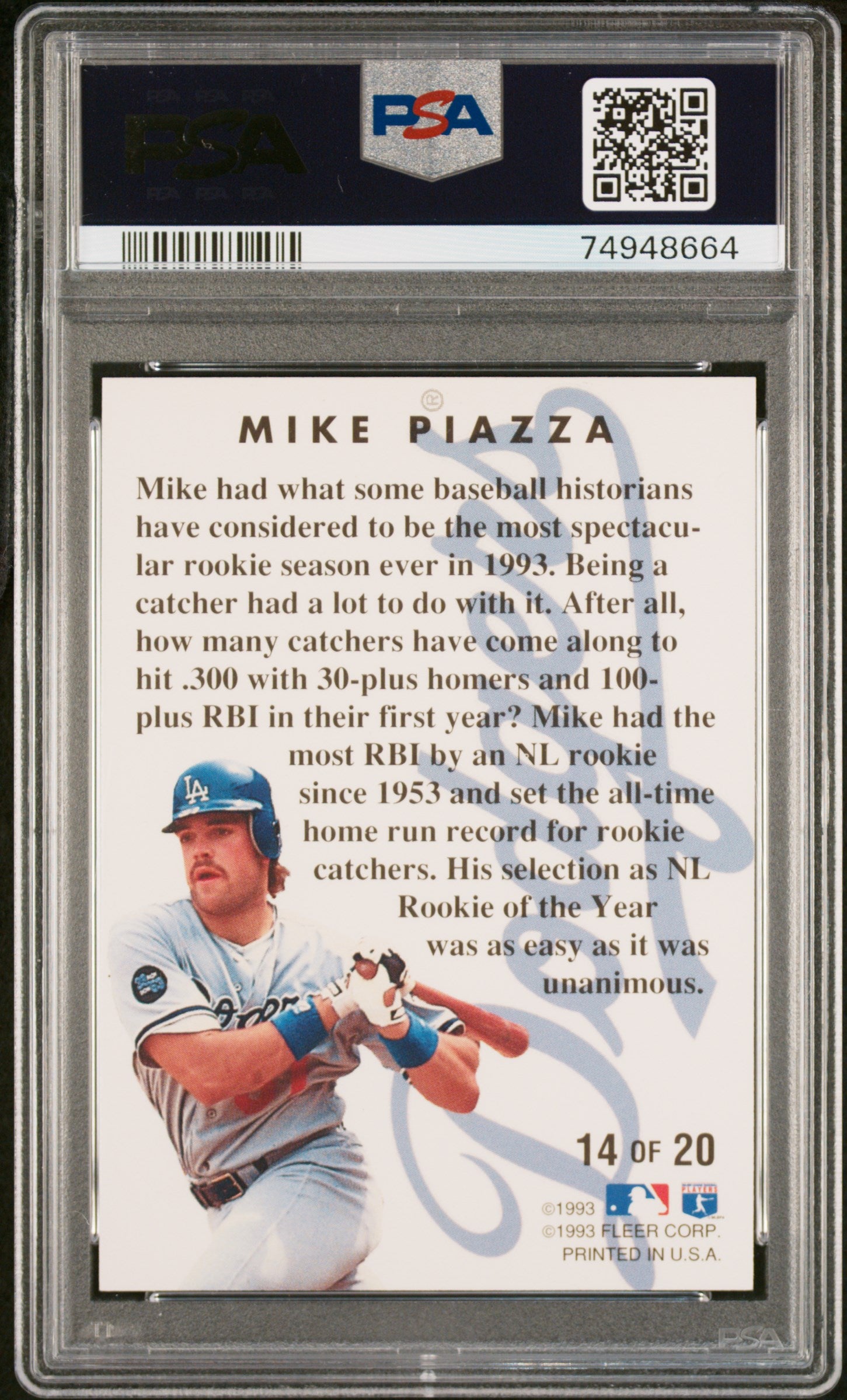 1994 Fleer Rookie Sensations Mike Piazza #14 PSA 8