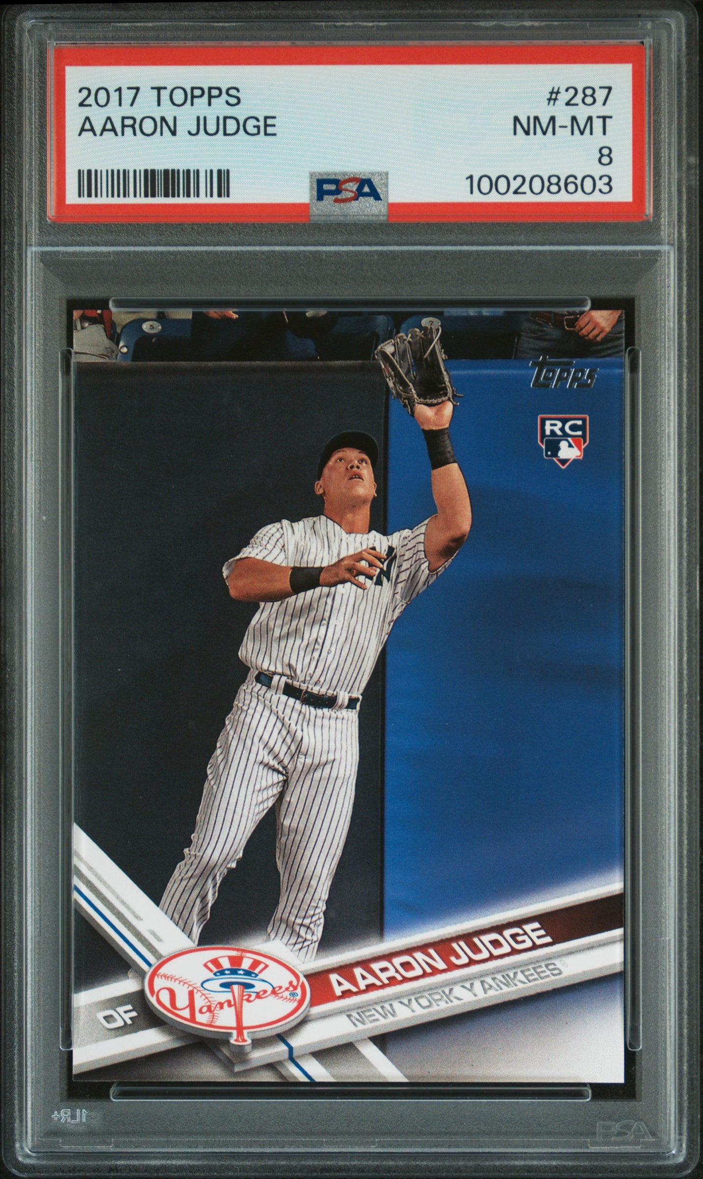 2017 Topps Catching Aaron Judge #287 PSA 8