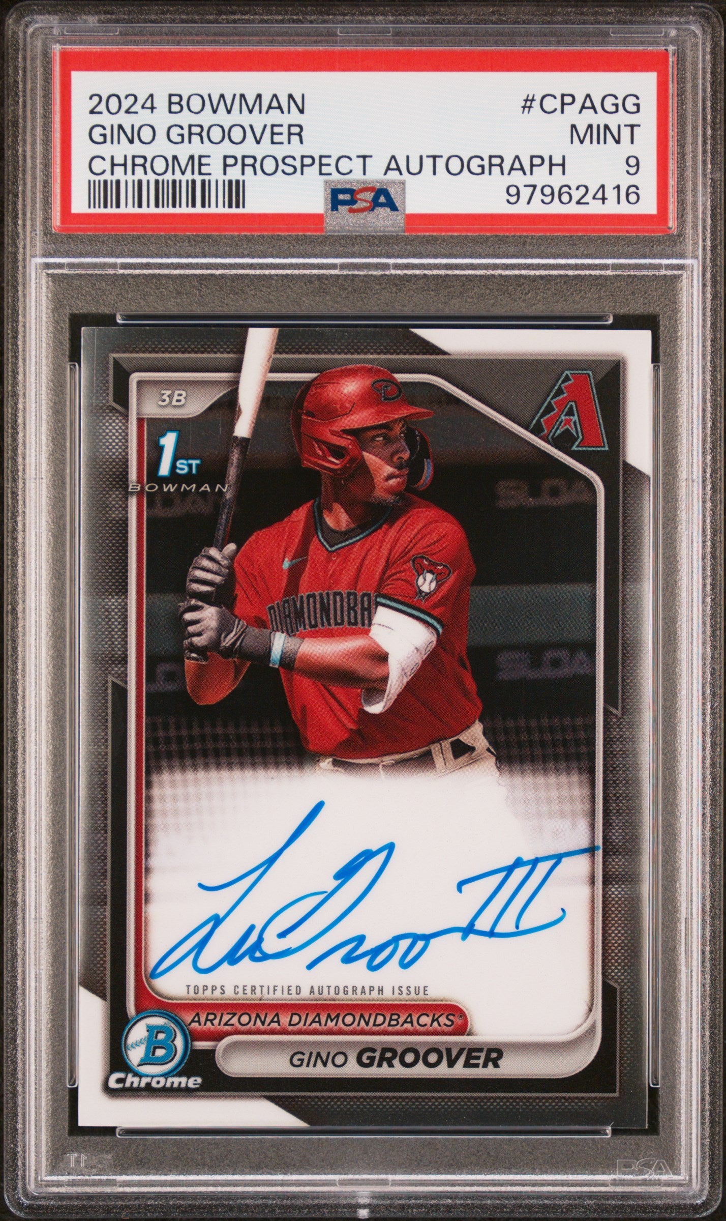 2024 Bowman Chrome Prospect Autograph Gino Groover #CPAGG PSA 9
