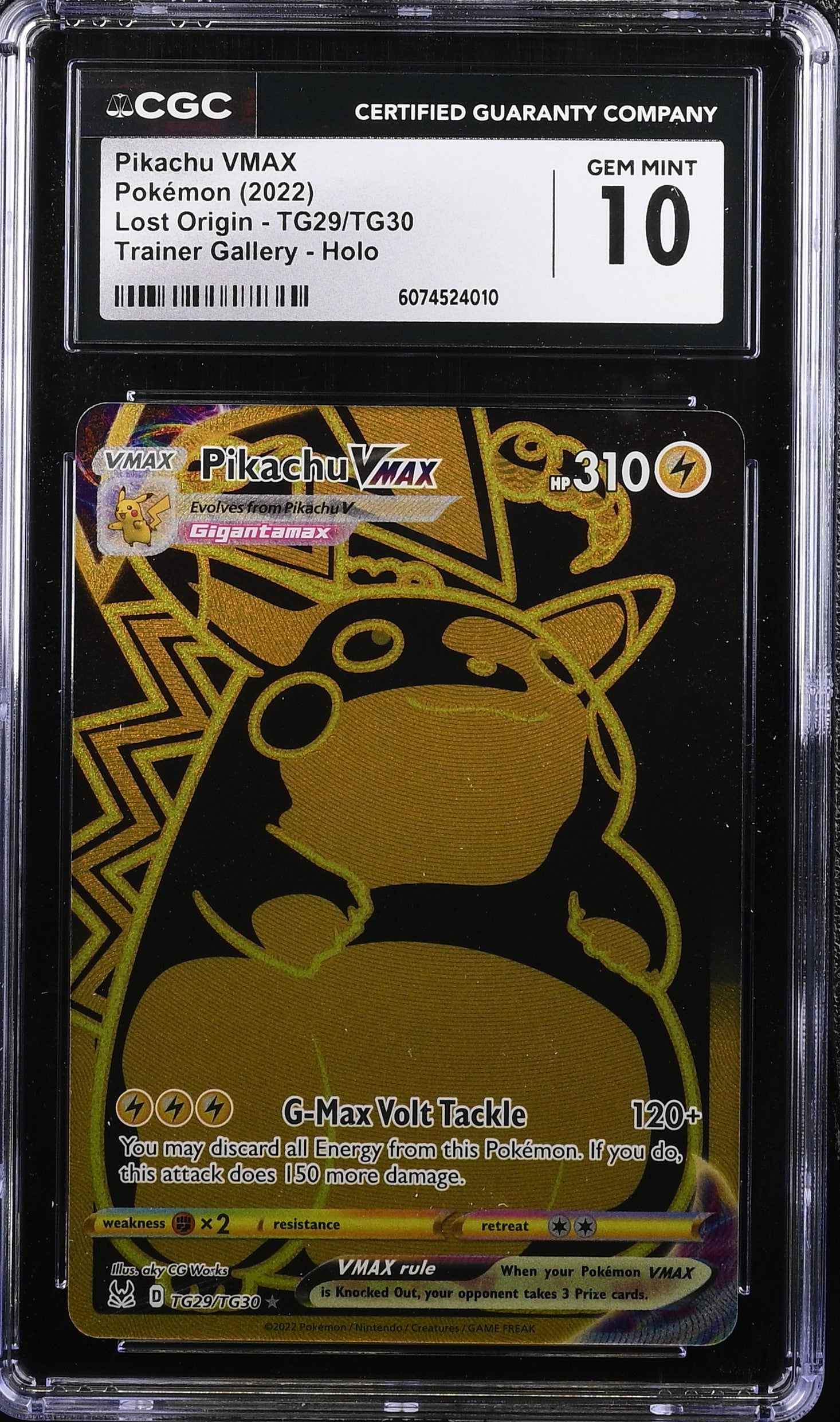 2022 Pokemon #TG29/TG30 Pikachu VMAX Lost Origin CGC 10