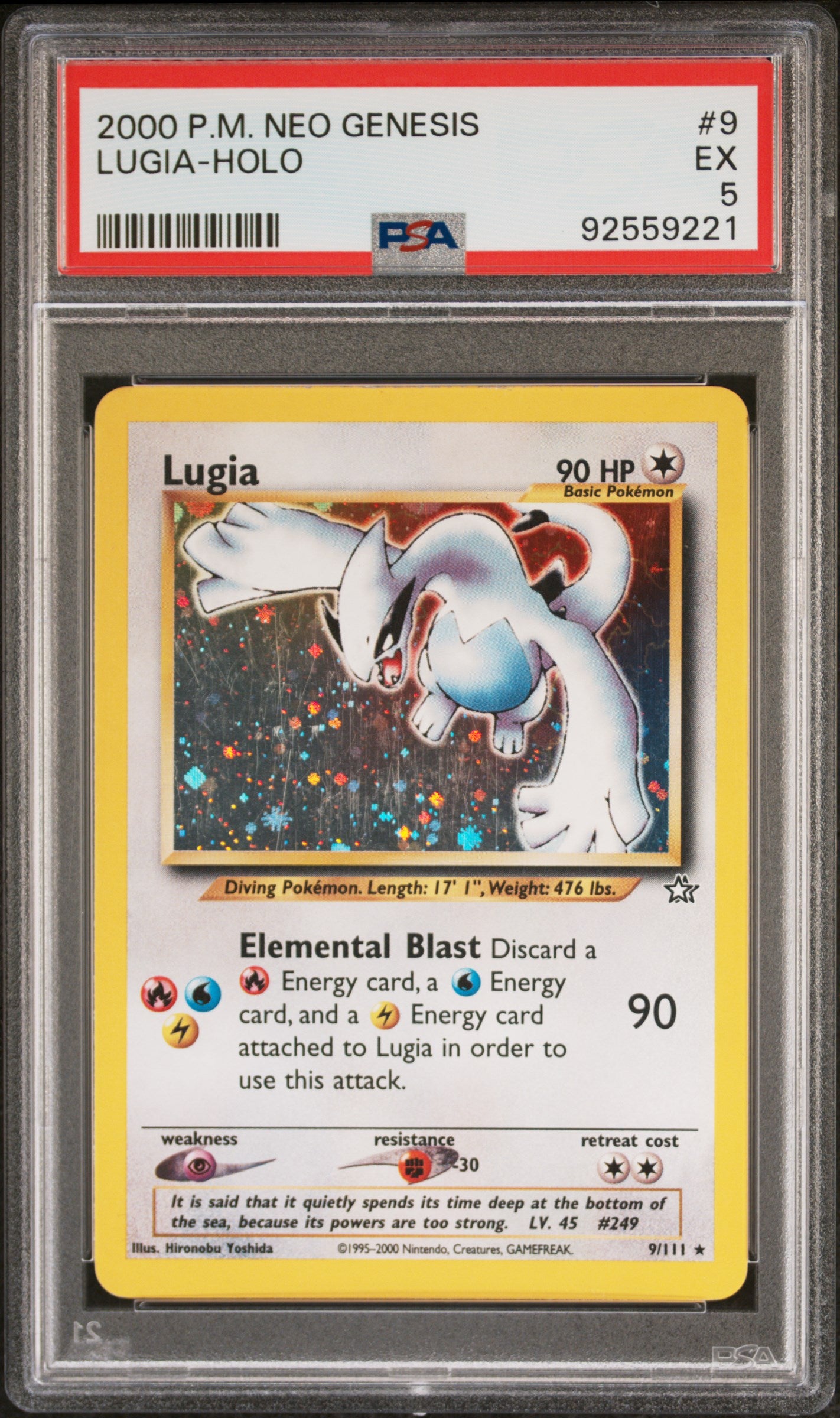 2000 Pokemon Neo Genesis Holo Lugia #9 PSA 5