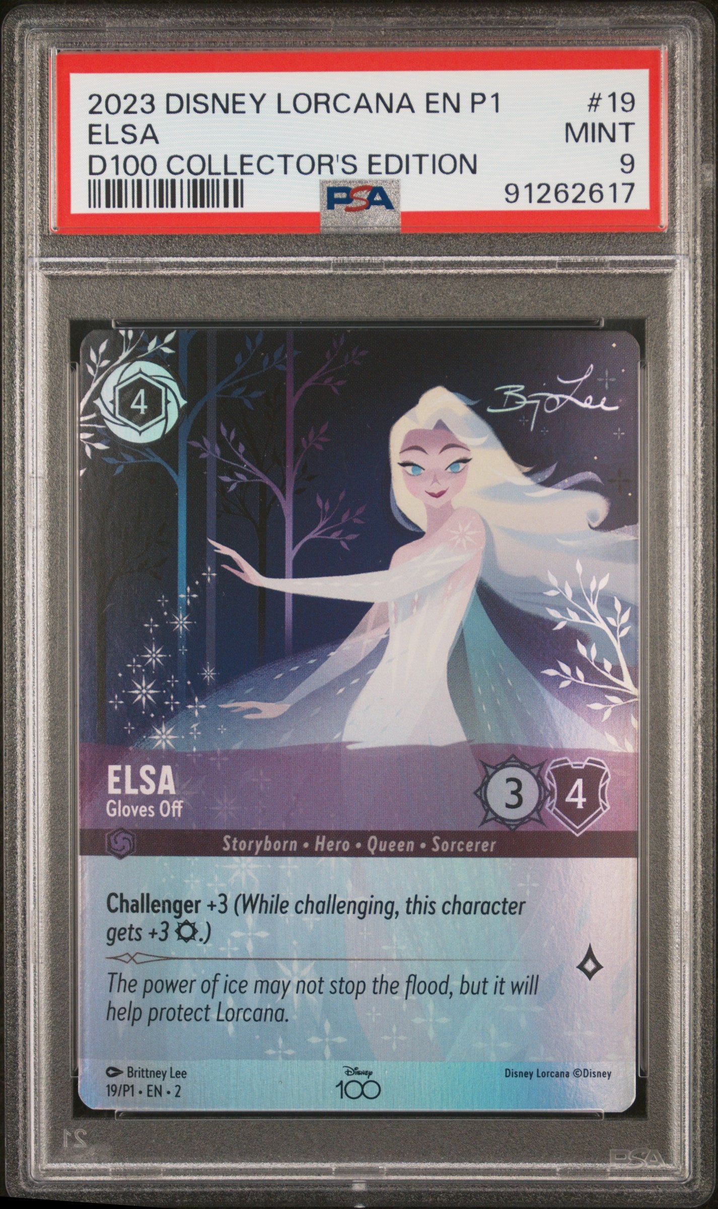 2023 Disney Lorcana Promo Disney 100 Collector's Edition Elsa #19/P1 PSA 9