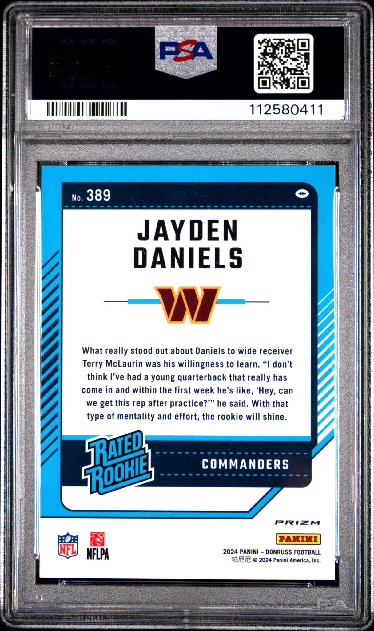 2024 Donruss Optic Preview Blue Scope Jayden Daniels #389 PSA 9