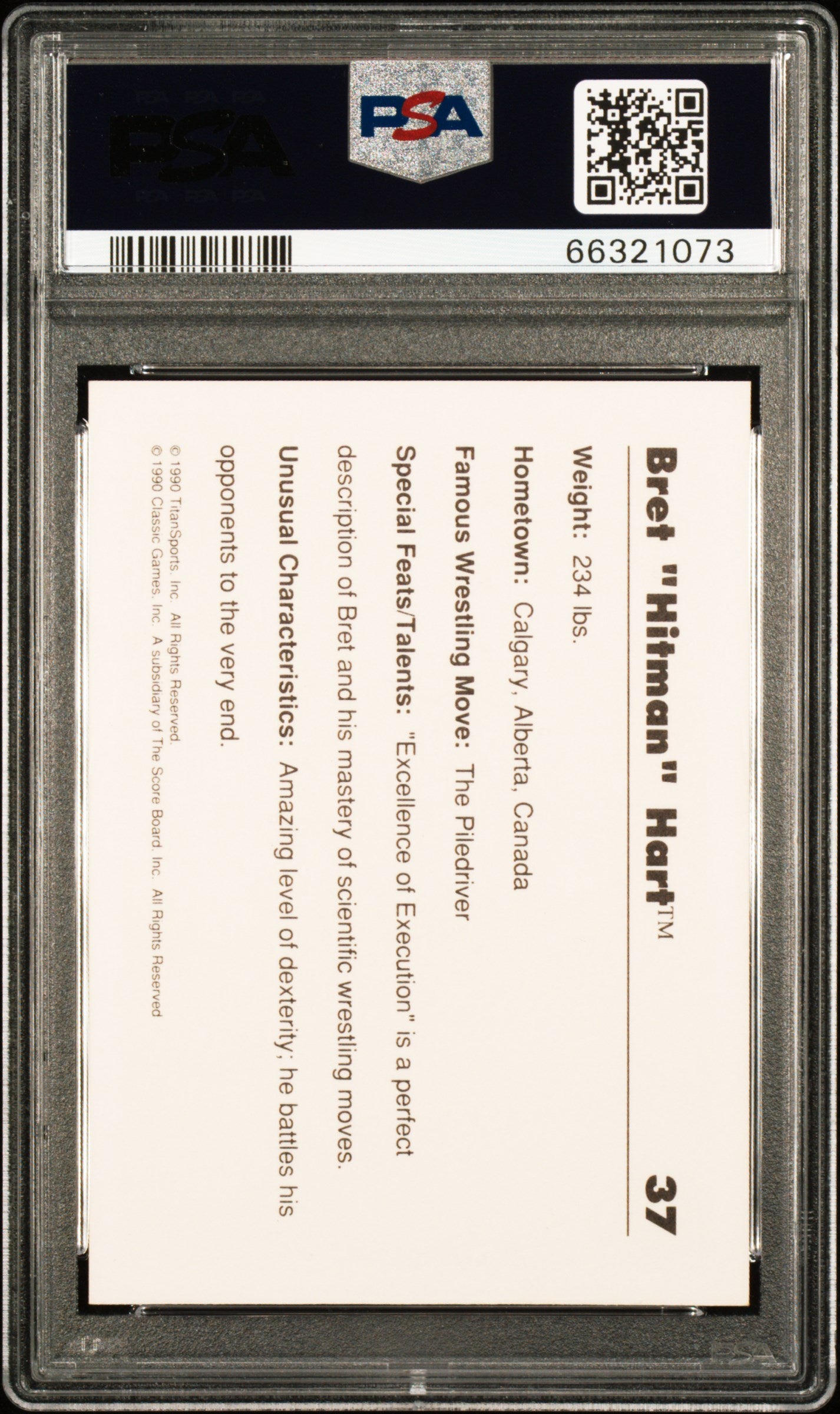 1990 Classic WWF Bret Hart #37 PSA 9