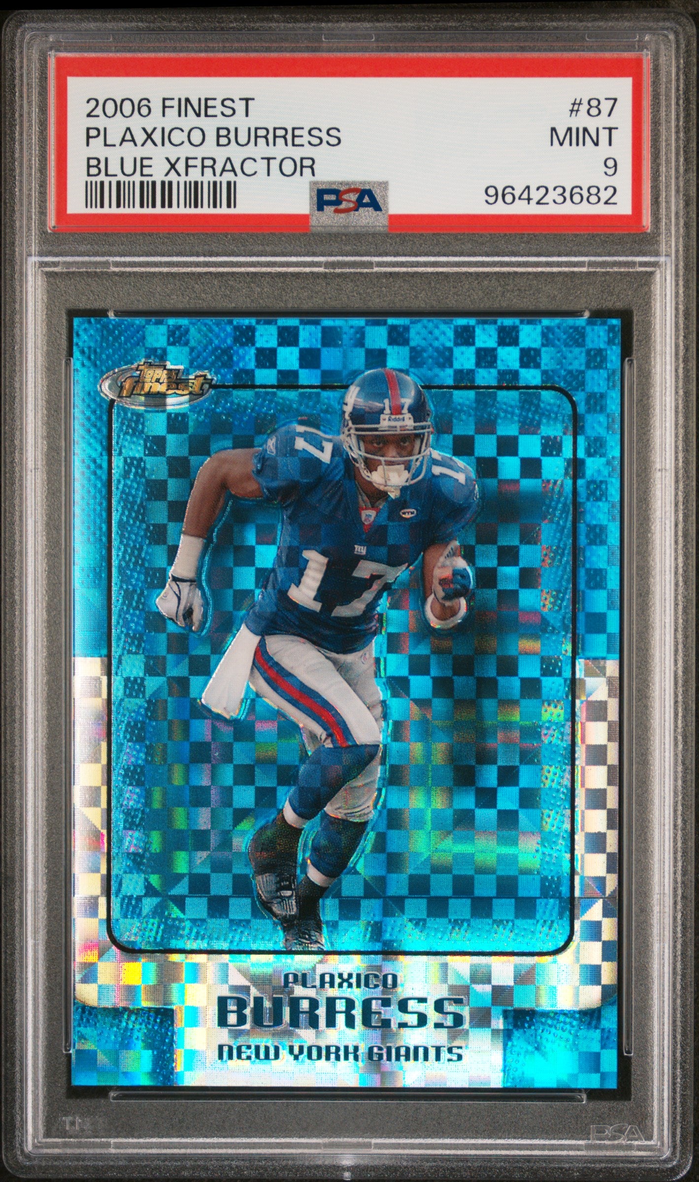2006 Finest Blue Xfractor Plaxico Burress #87 /150 PSA 9