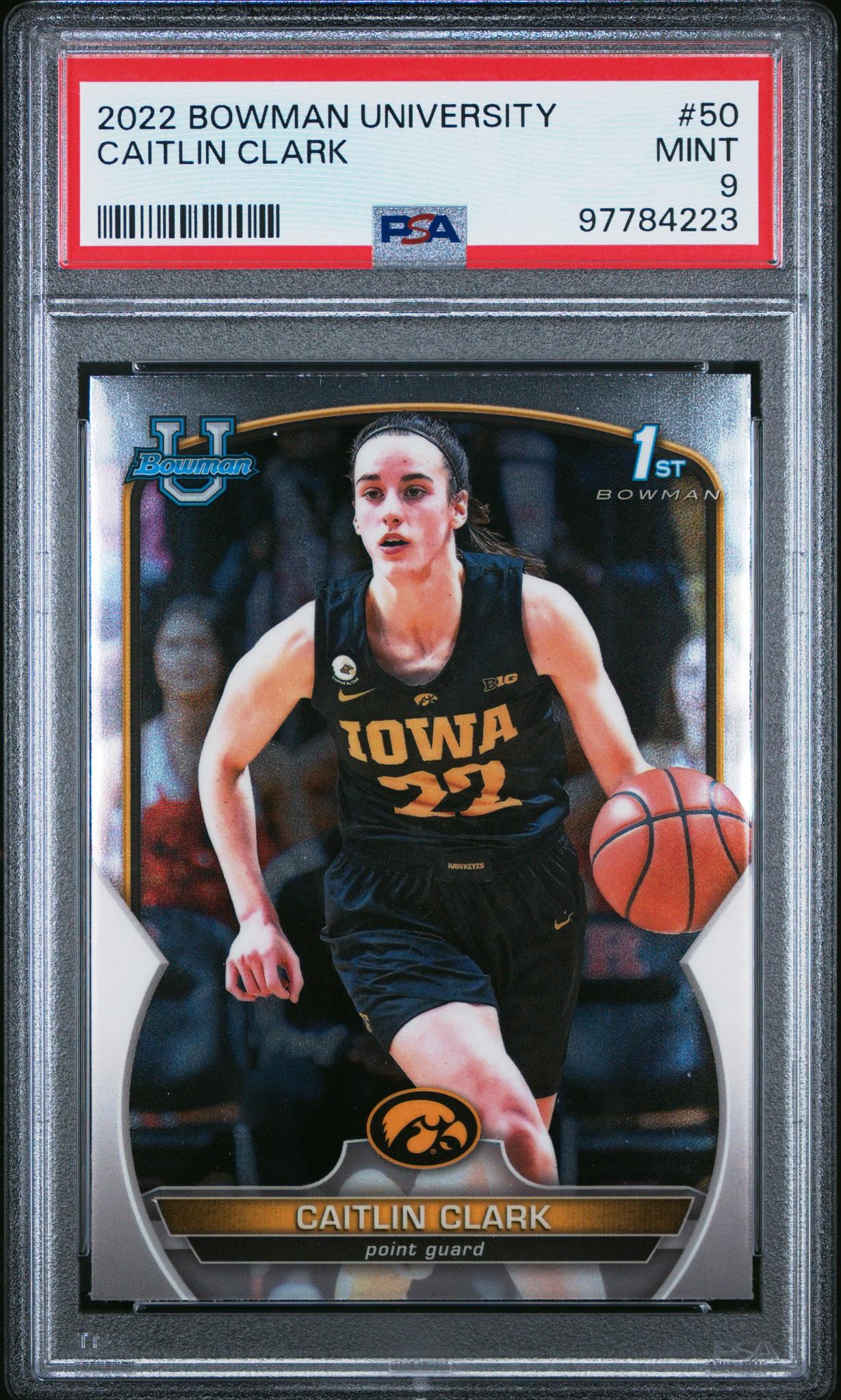 2022 Bowman University Caitlin Clark #50 PSA 9