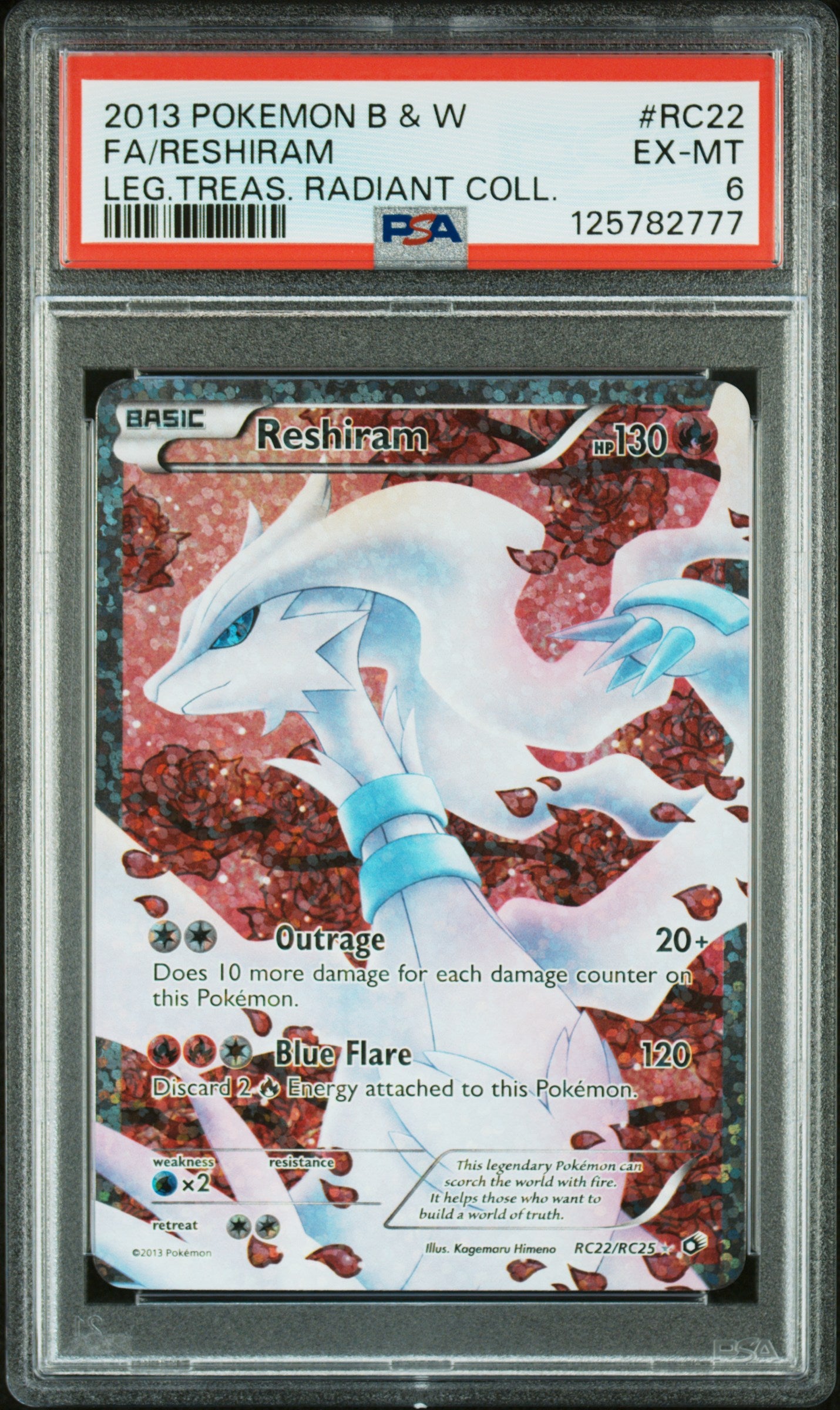 2013 Pokemon Black and White Legendary Treasures Radiant Collection Reshiram #RC22 PSA 6