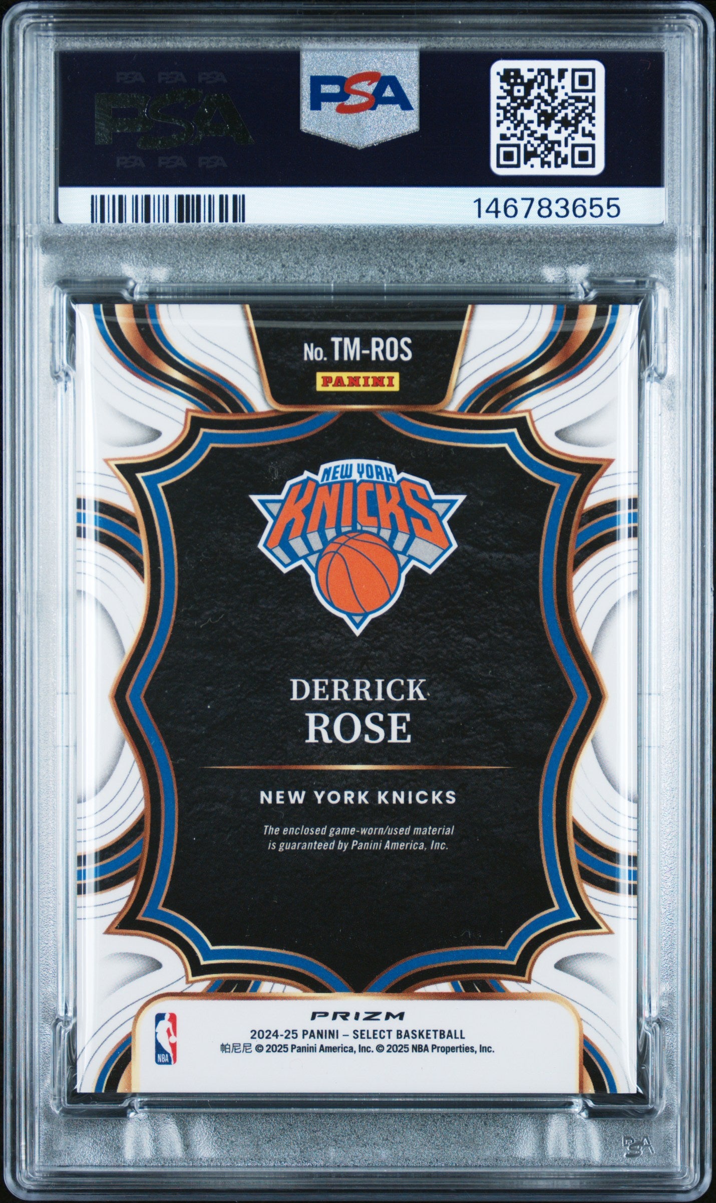 2024 Panini Select Throwback Memorabilia Derrick Rose #TM-ROS PSA 10