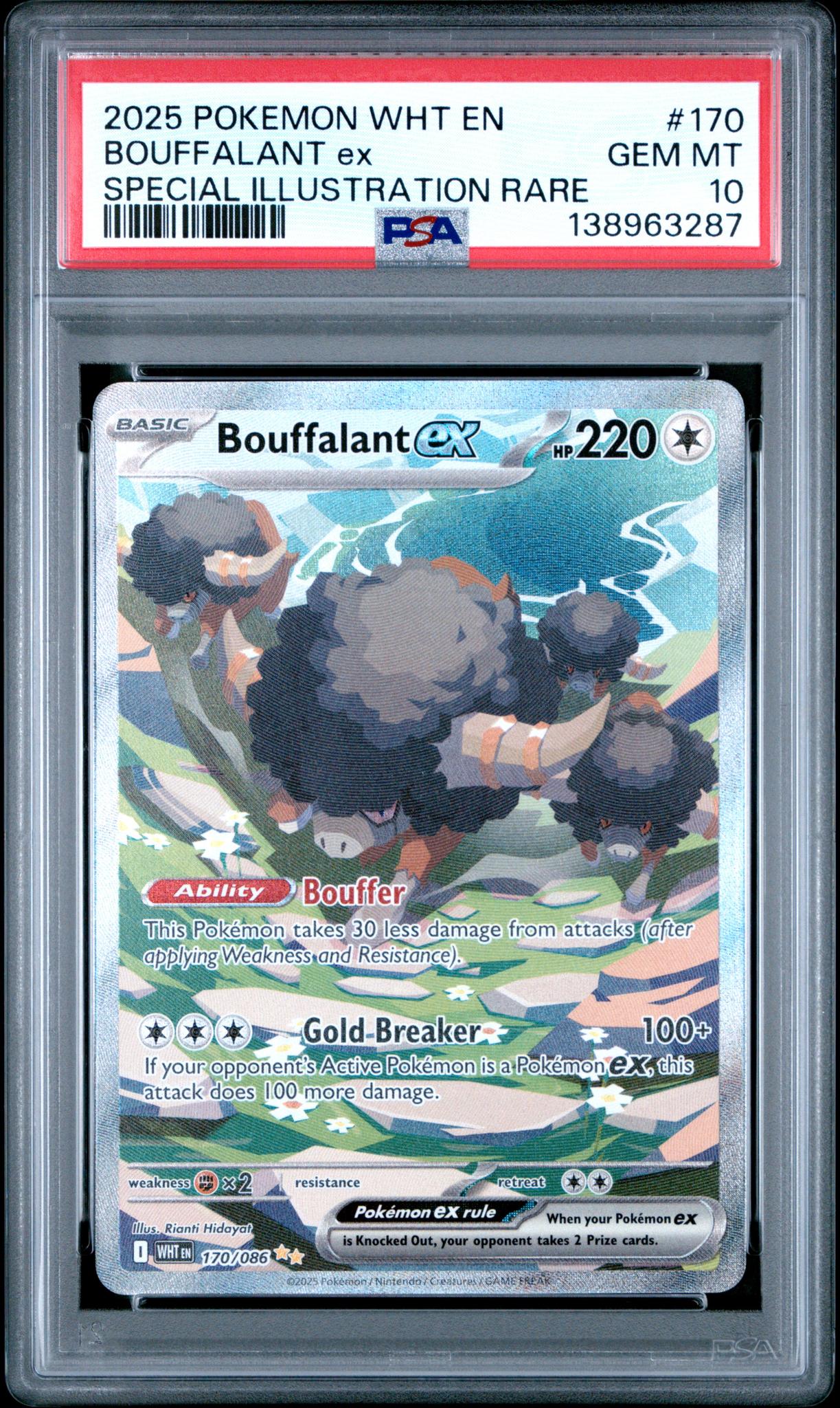 2025 Pokemon Scarlet and Violet White Flare Special Illustration Rare Bouffalant Ex #170 PSA 10