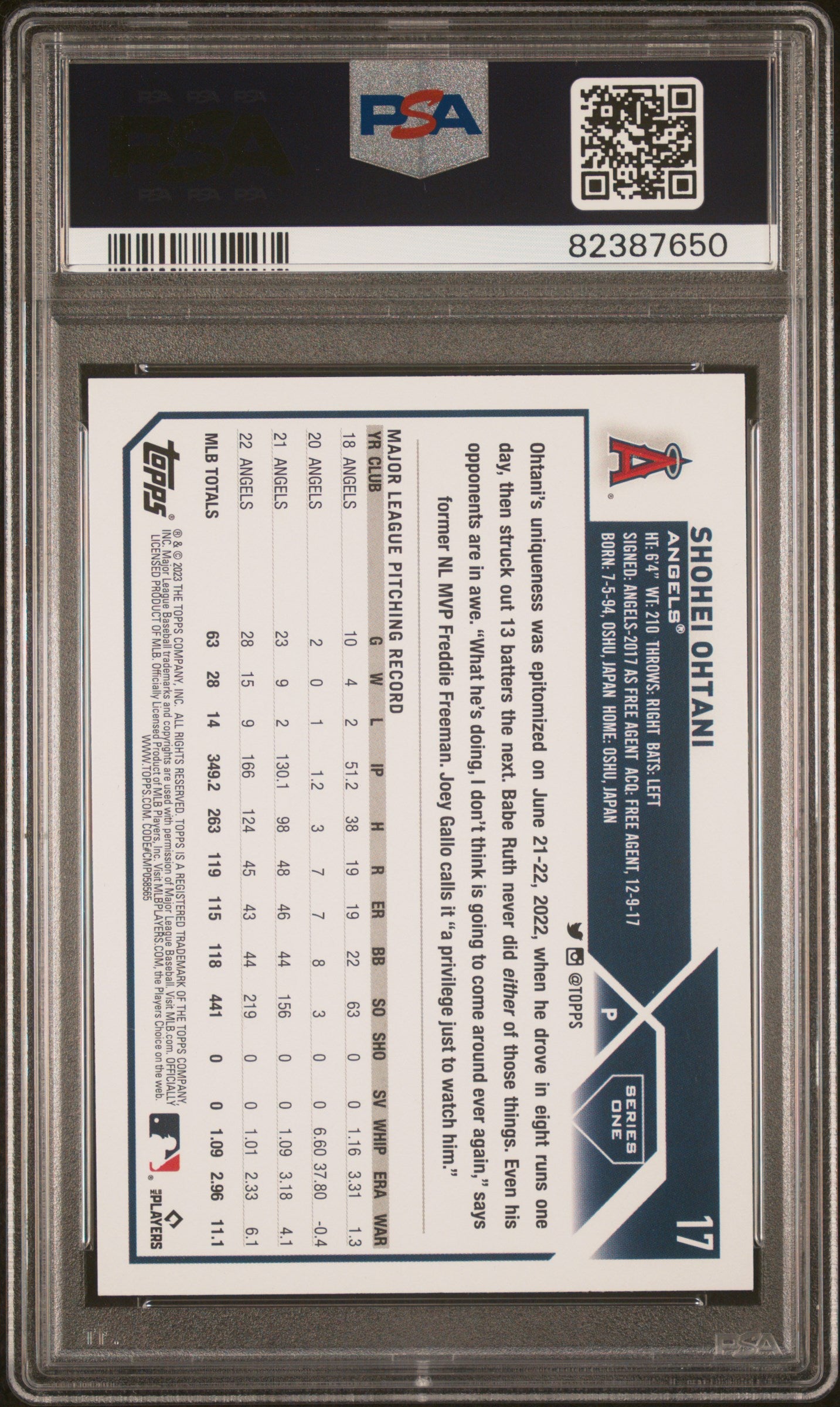 2023 Topps Shohei Ohtani #17 PSA 9
