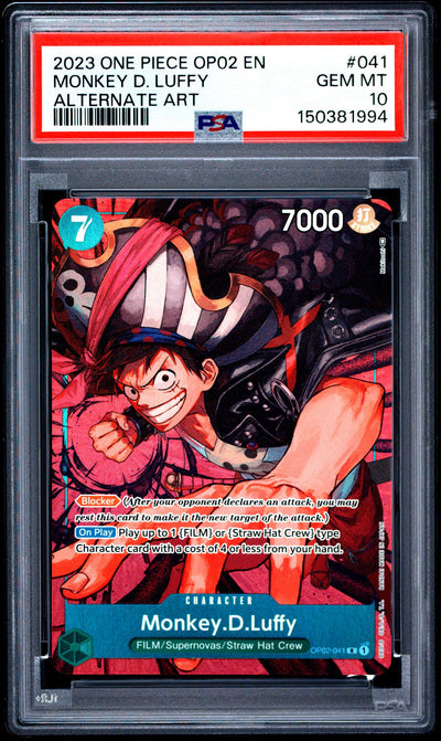 One Piece Card Game Monkey D. Luffy #041 Alternate Art PSA 10
