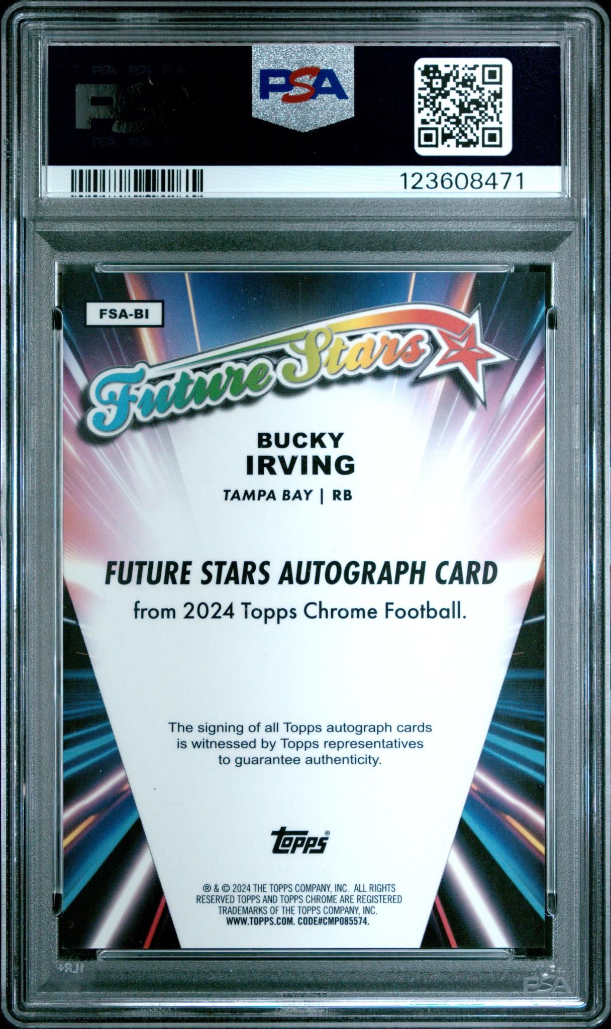 2024 Topps Chrome Future Stars Autographs Bucky Irving #FSABI PSA 9