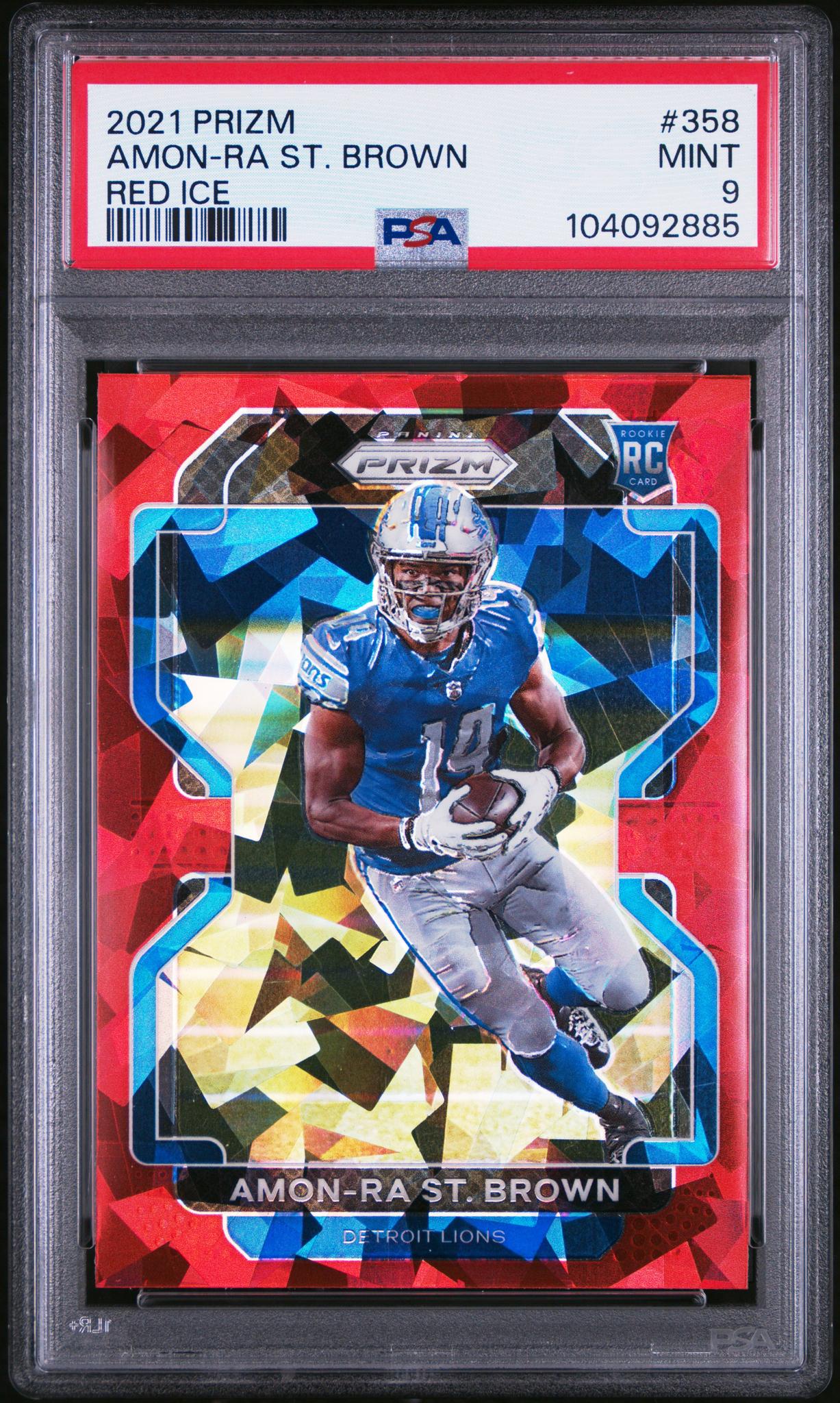 2021 Panini Prizm Red Ice Prizm Amon-Ra St. Brown #358 PSA 9