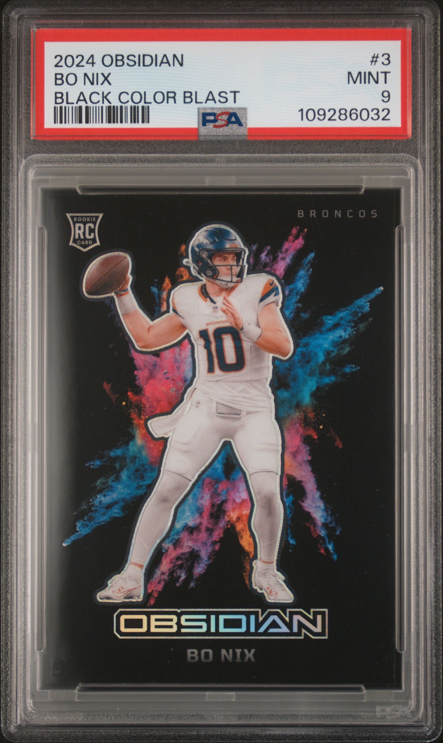 2024 Panini Obsidian Black Color Blast Bo Nix #3 PSA 9