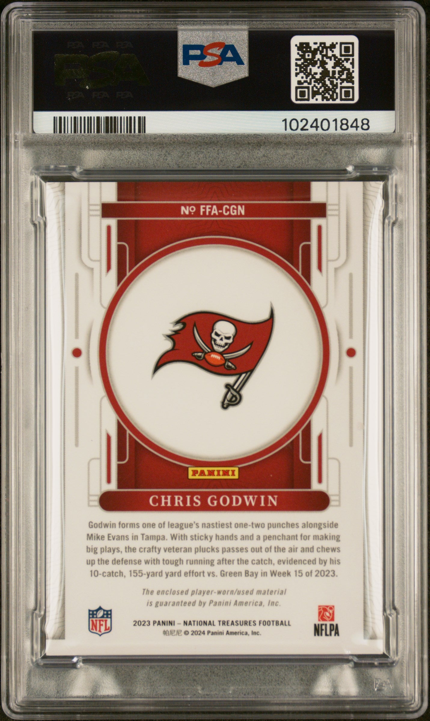 2023 Panini National Treasures Framed Fabric Relics Chris Godwin #CGN PSA 9