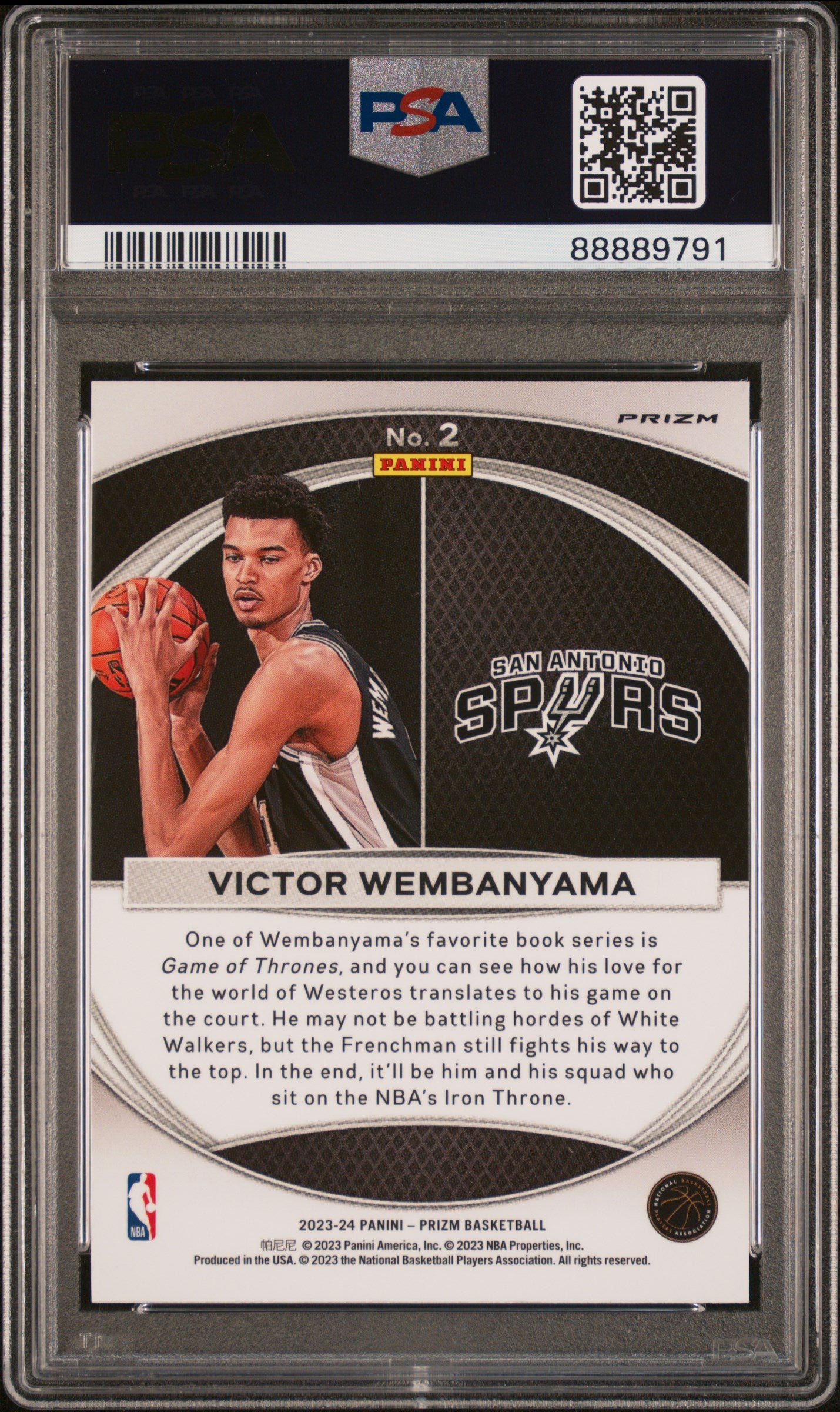 2023 Panini Prizm Global Reach Silver Prizm Victor Wembanyama #2 PSA 9
