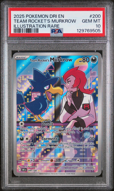 Pokémon Team Rocket's Murkrow #200/182 Illustration Rare PSA 10
