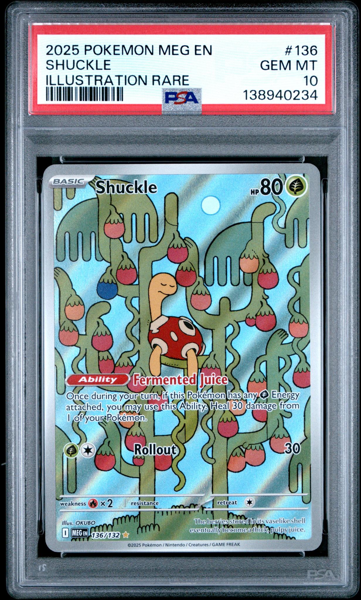 2025 Pokemon Mega Evolution Illustration Rare Shuckle #136 PSA 10