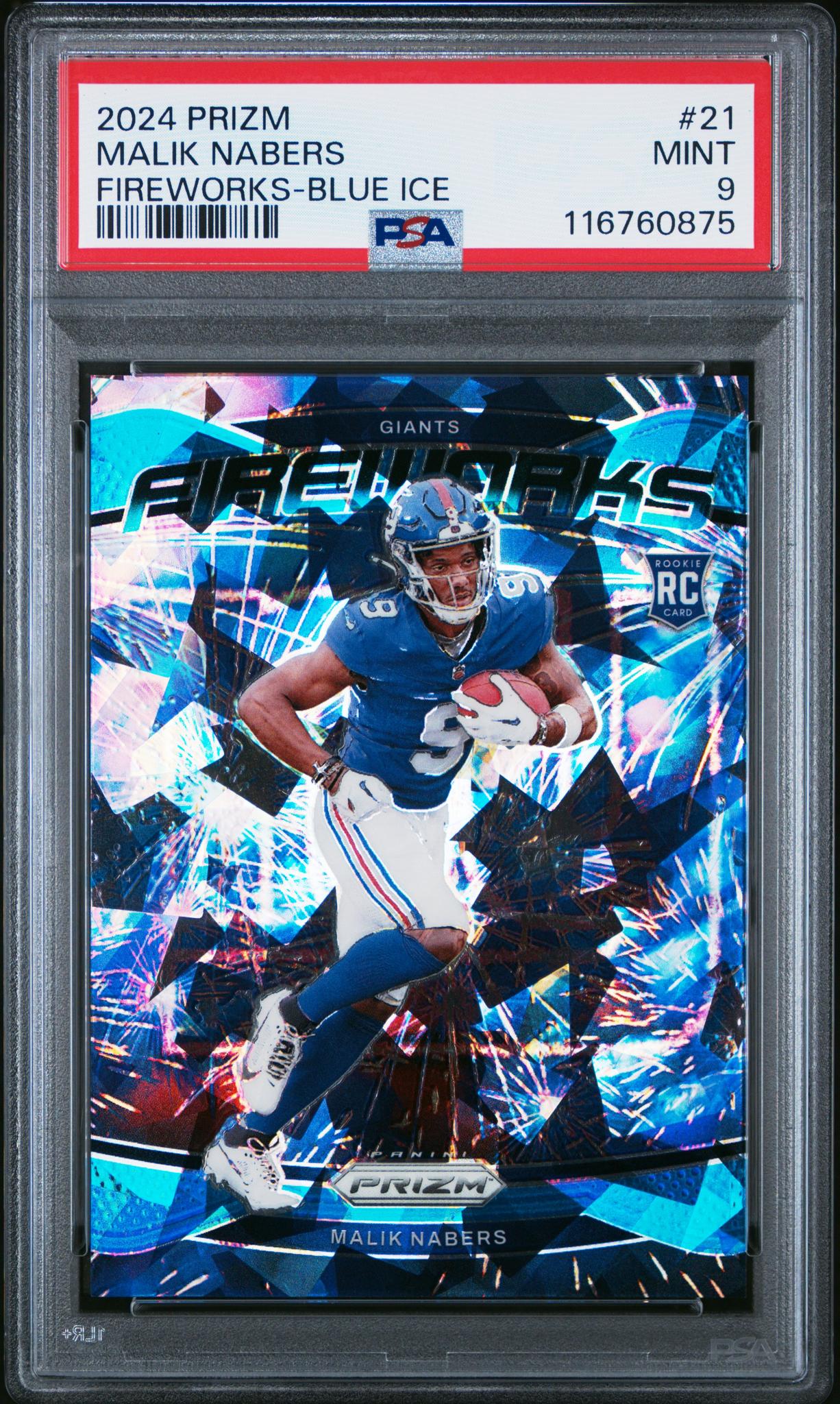 2024 Panini Prizm Blue Ice Malik Nabers #21 PSA 9