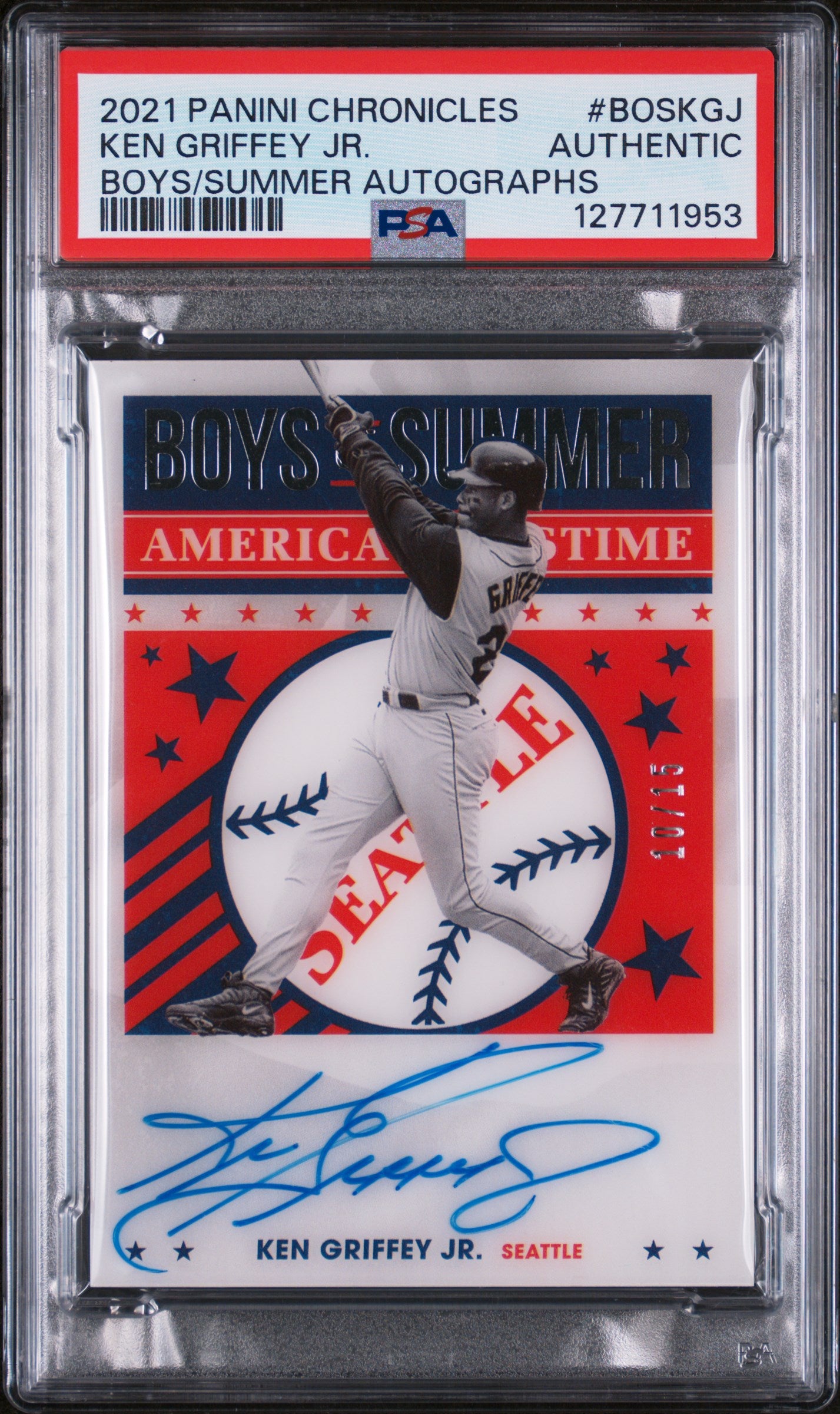 2021 Panini Chronicles America's Pastime Boys of Summer Autographs Ken Griffey Jr #BOSKGJ PSA 0