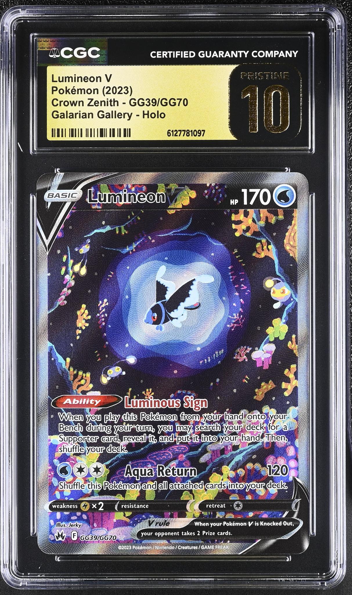 2023 Pokemon #GG39/GG70 Lumineon V Crown Zenith CGC 10